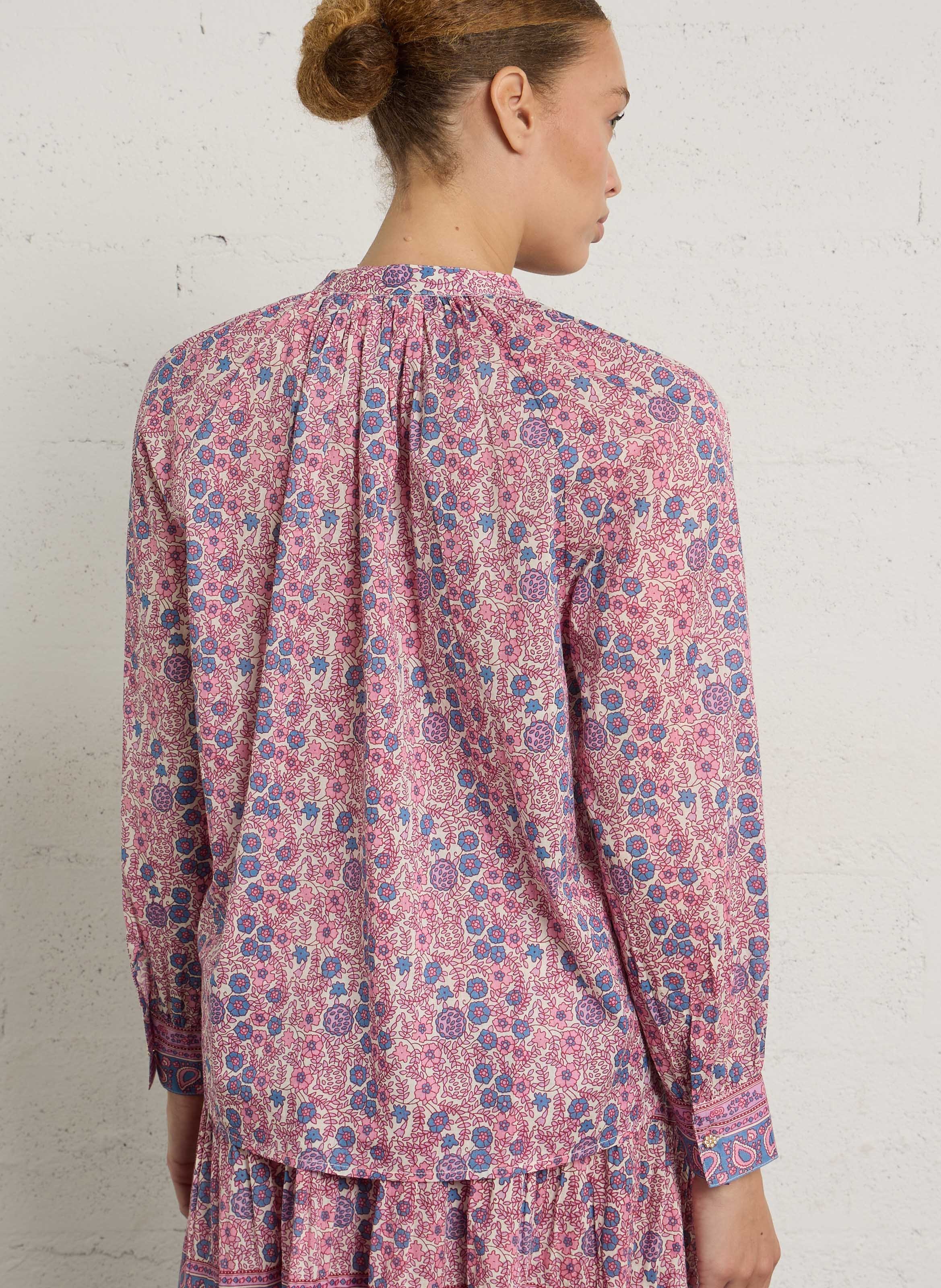 Chemise oversize col rond en coton imprimé PETITE MENDIGOTE Beige