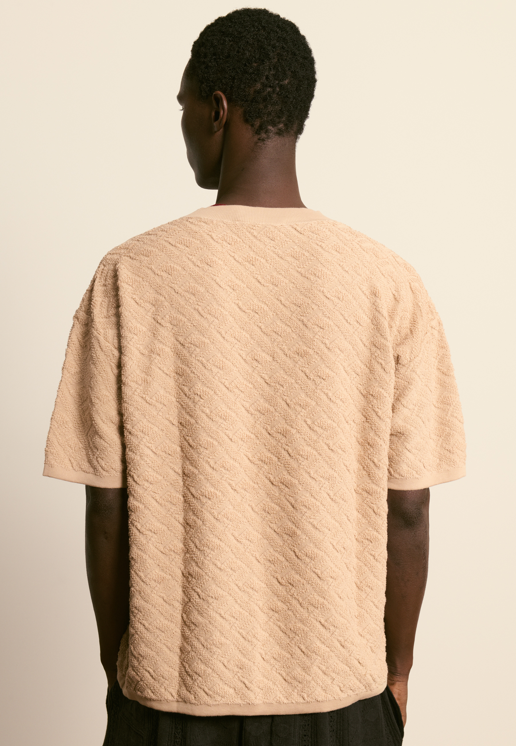 T-shirt en coton texturé MAISON MONTAGUT Marron