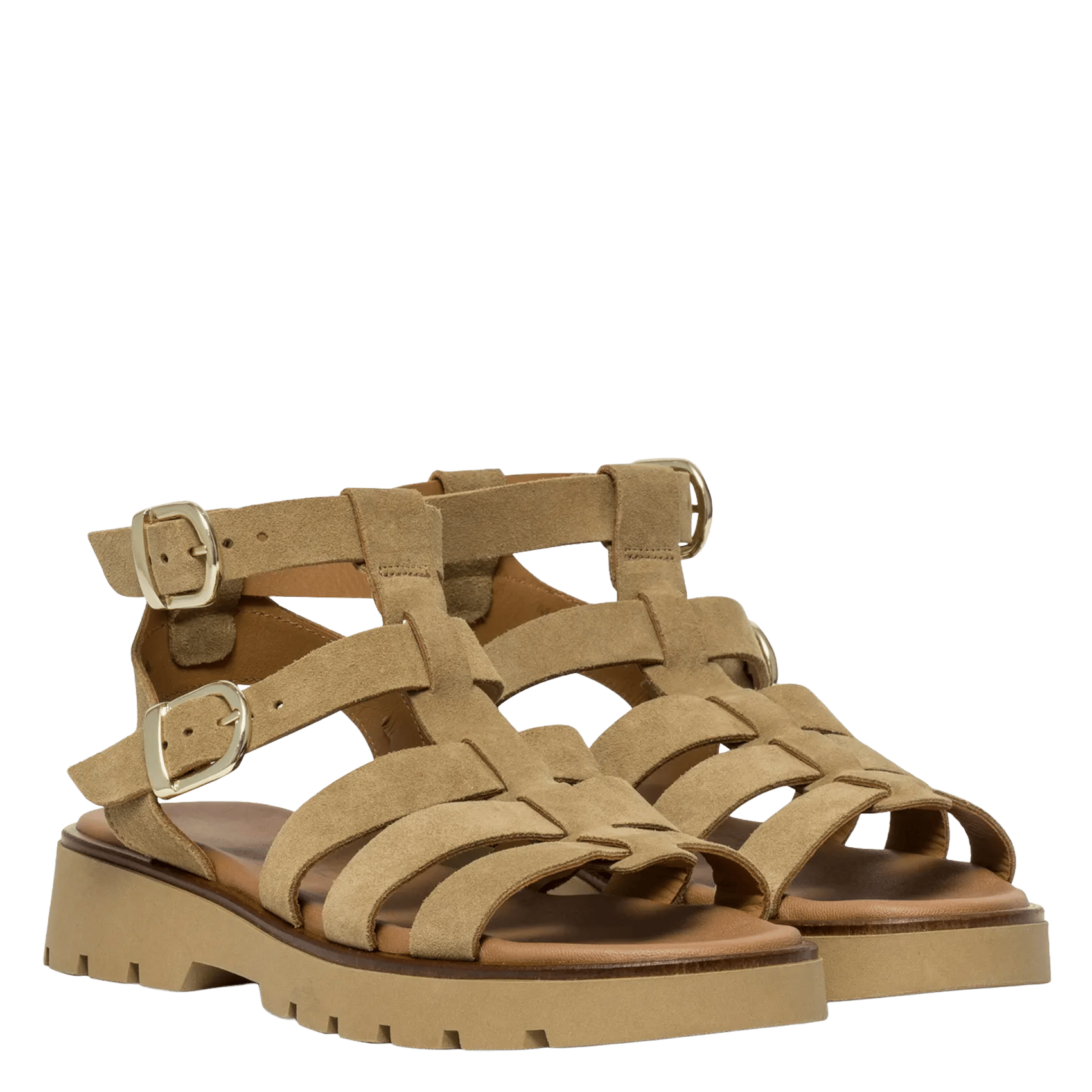 Sandales plates en cuir BOCAGE Beige