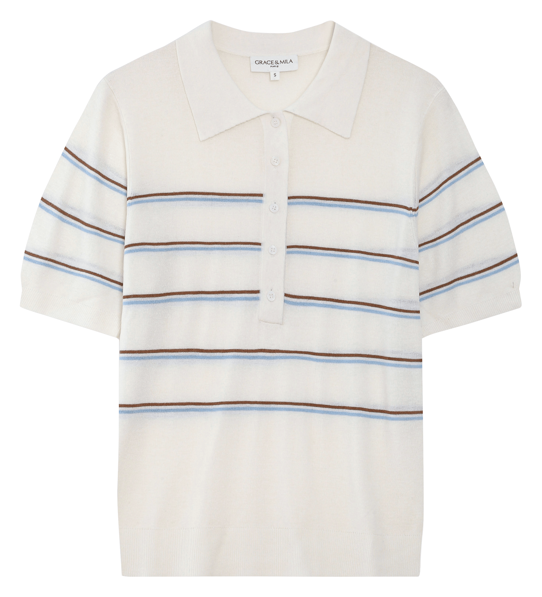 Polo à rayures Blanc