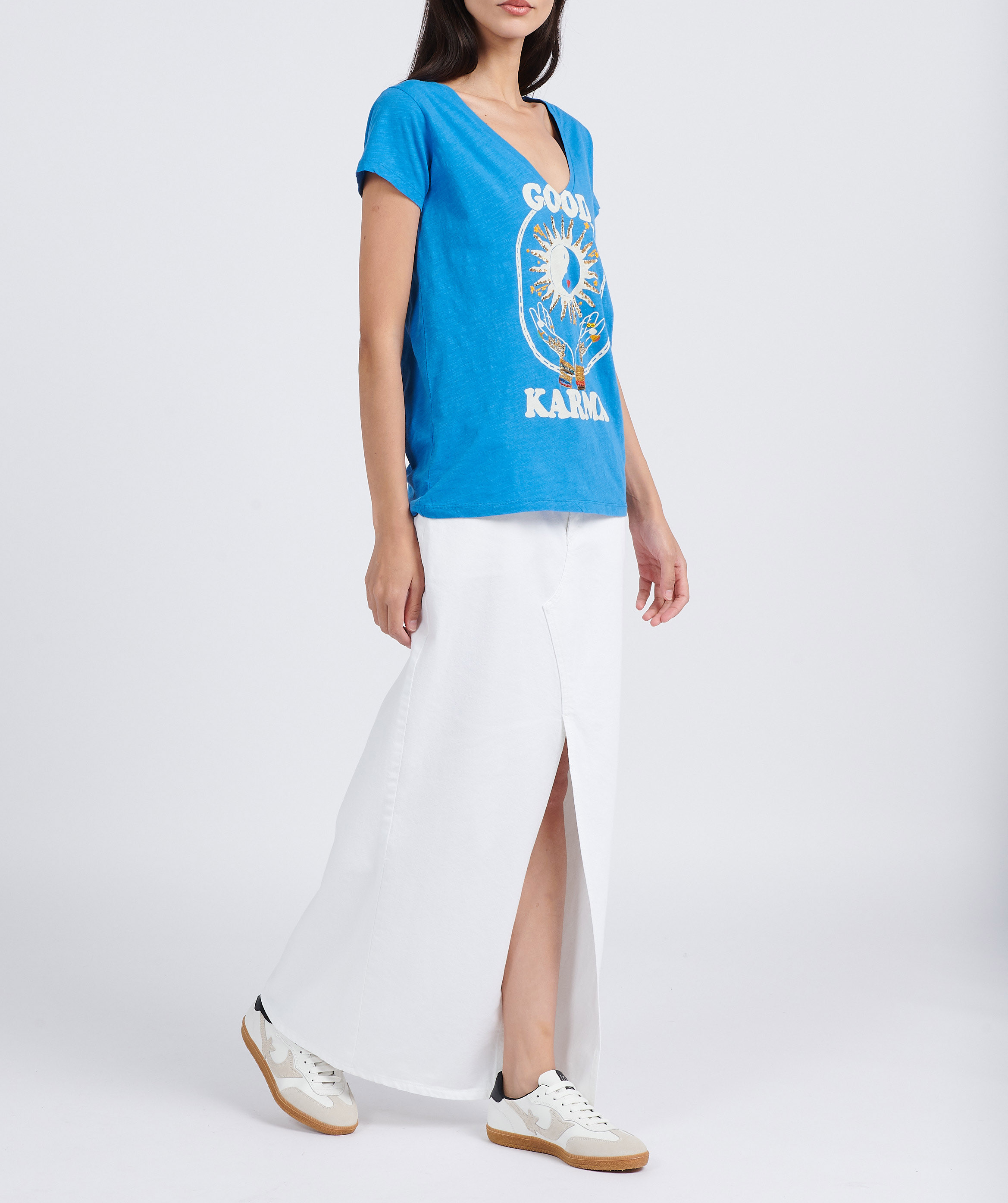 Baskets basses en cuir bi-matière BA&SH Blanc