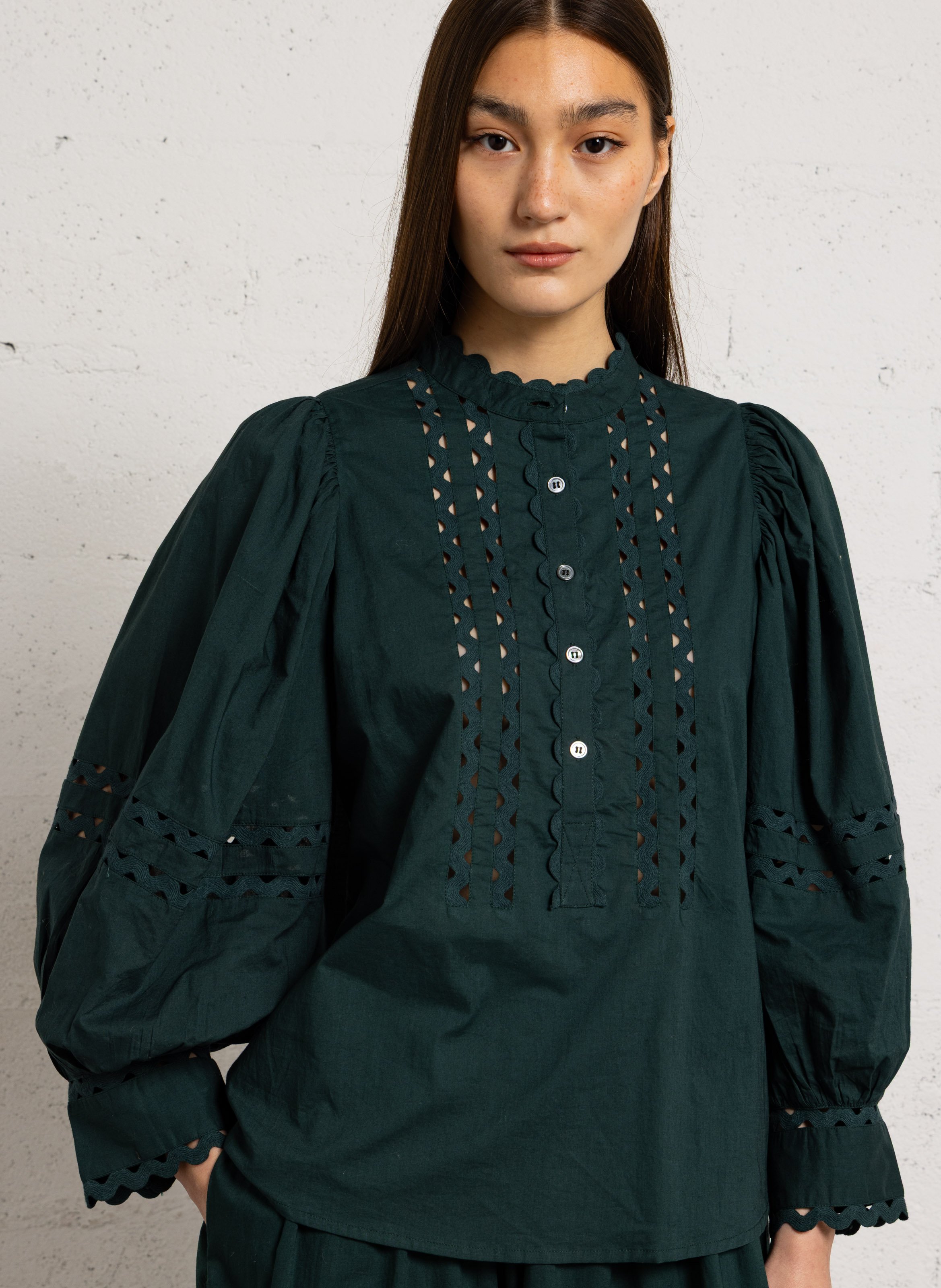 Top évasé en coton ANTIK BATIK Vert