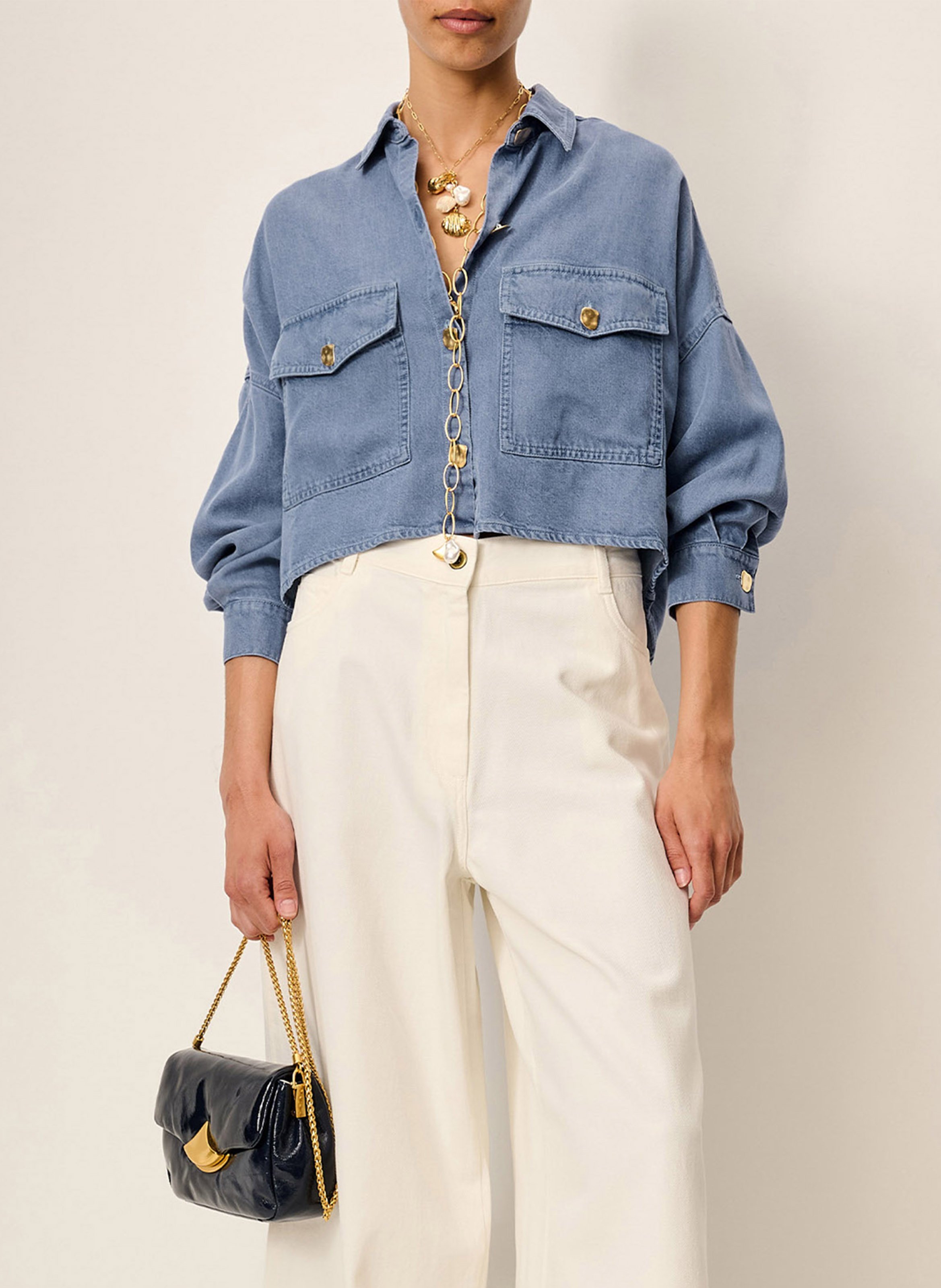 Oversize-Bluse mit klassischem Kragen SESSUN Blau