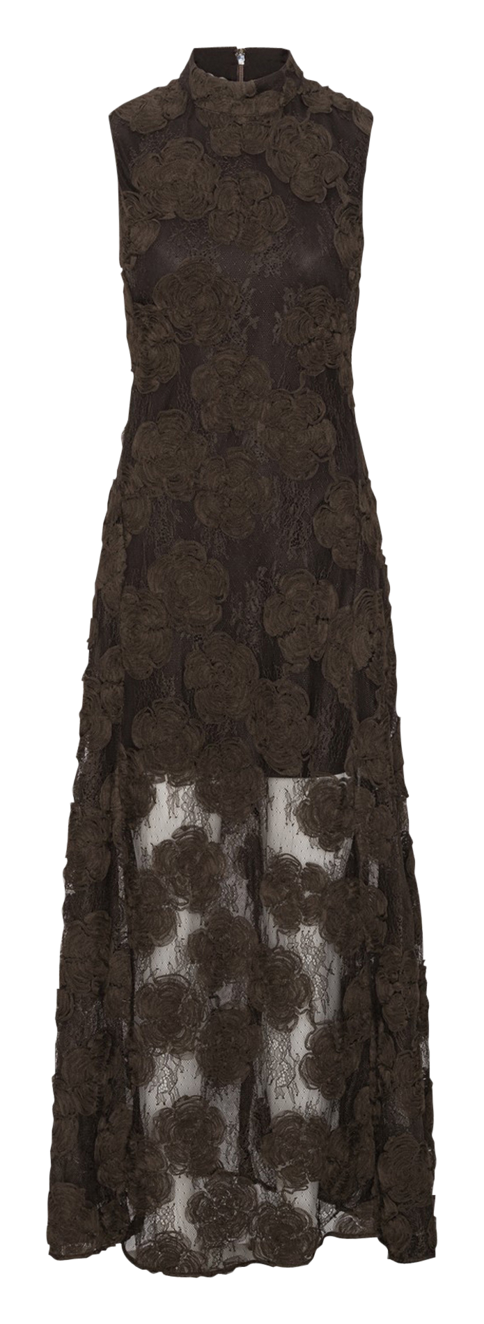 Langes Spitzenkleid ROTATE Braun
