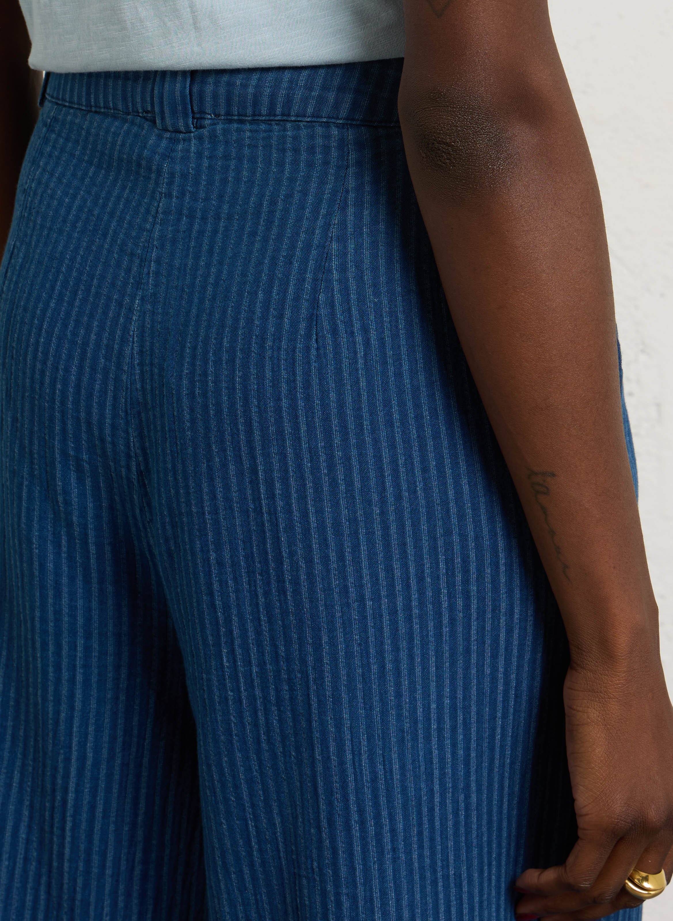 Wide striped cotton trousers MAISON 123 Blue