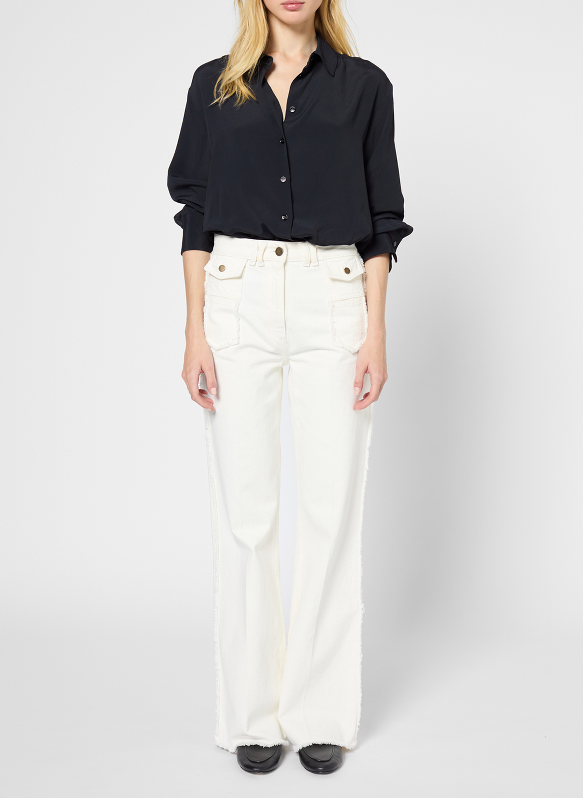 Jean boot-cut taille haute en coton GERARD DAREL Beige