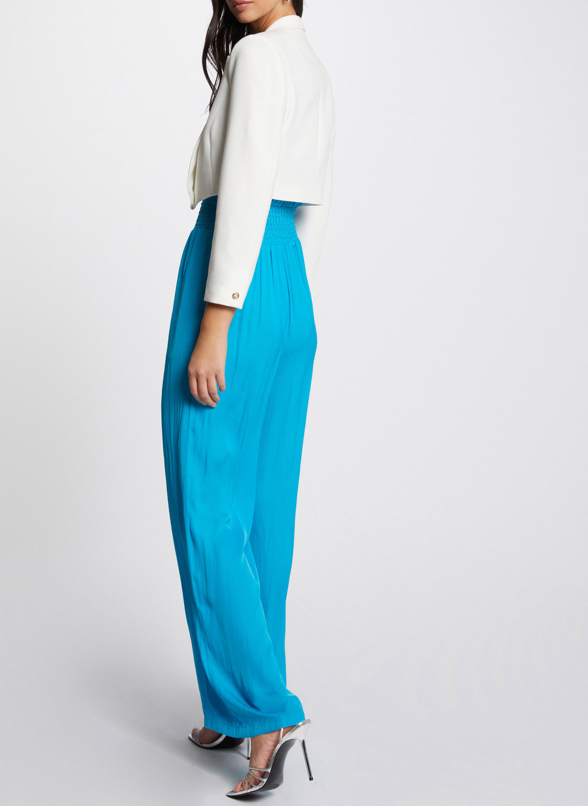 Cropped suit jacket MORGAN White