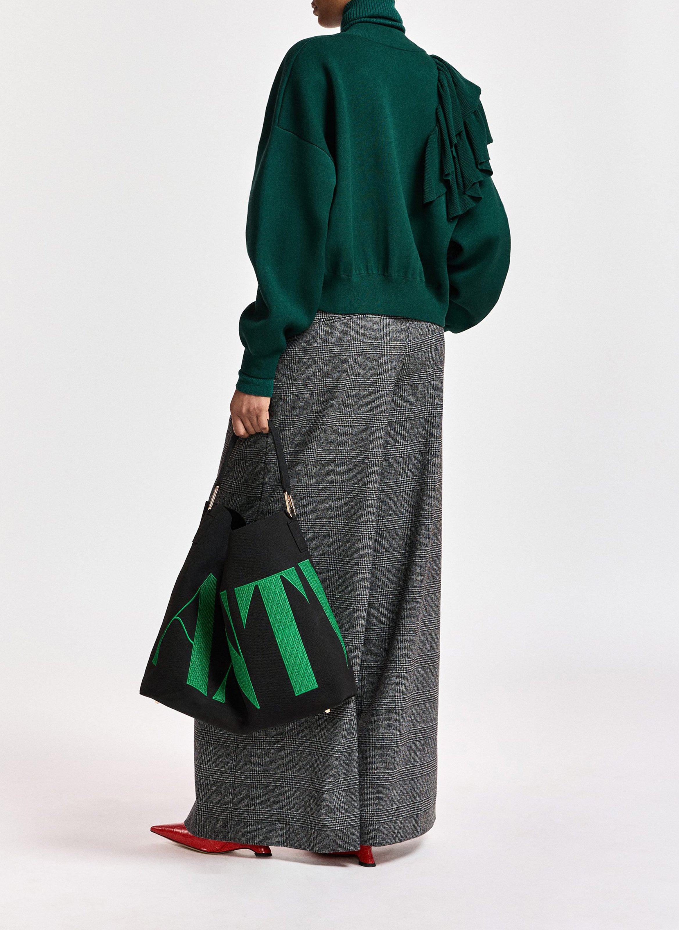 Oversize-Strickjacke mit Rüschen ESSENTIEL ANTWERP Grun