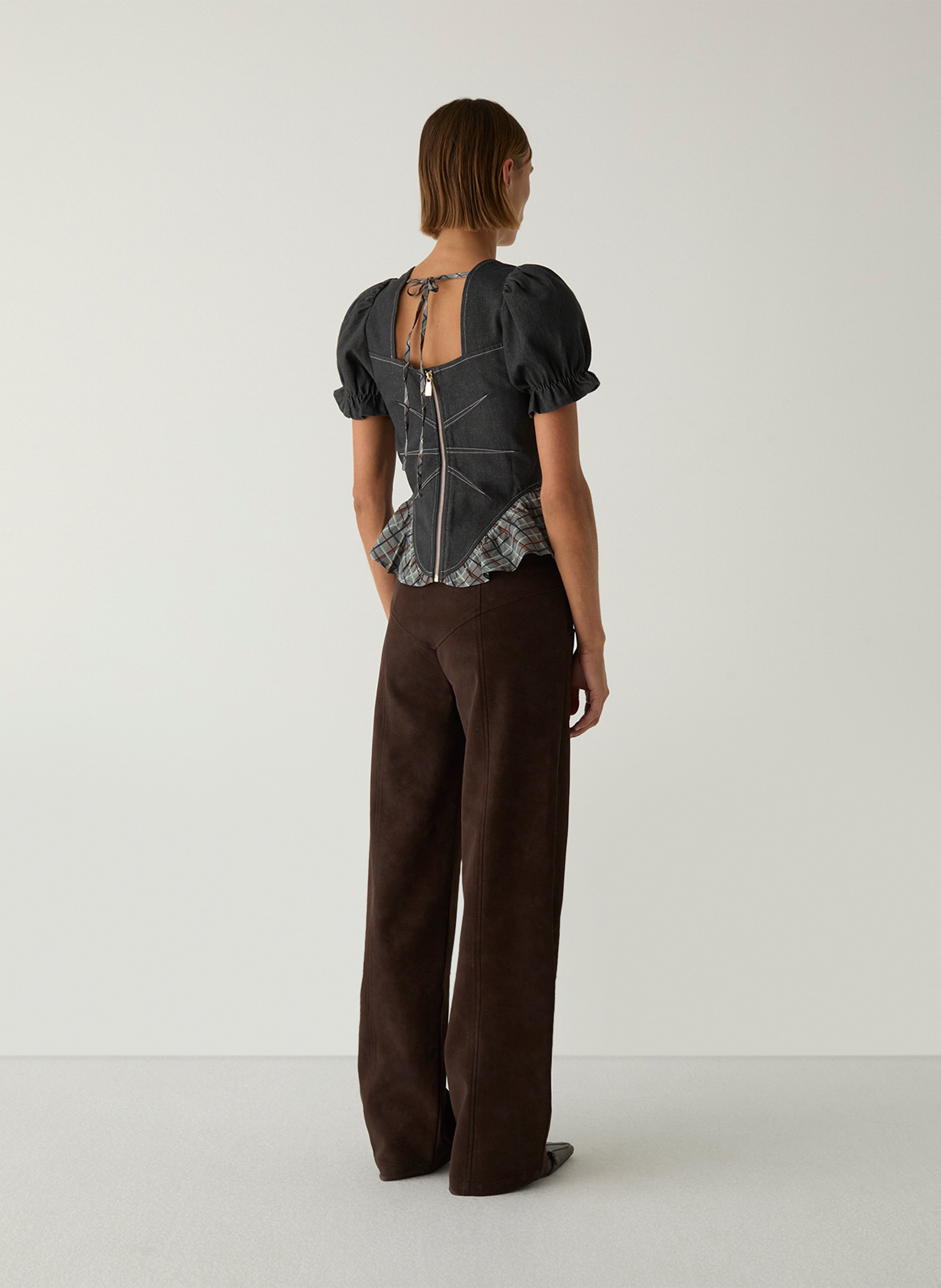 Cotton-blend straight-cut top LAAGAM Grey