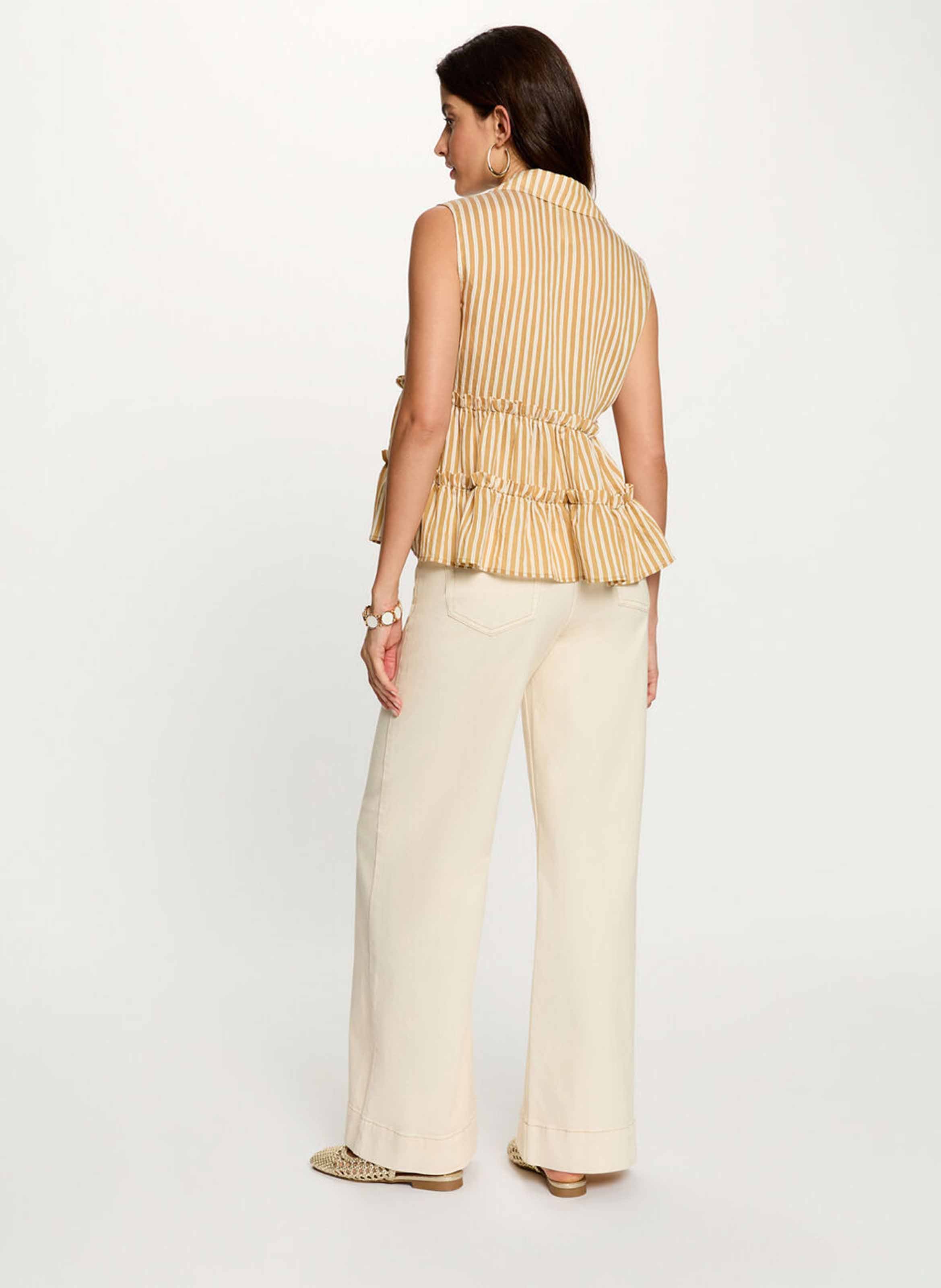 Cotton-blend flared jeans MORGAN Beige