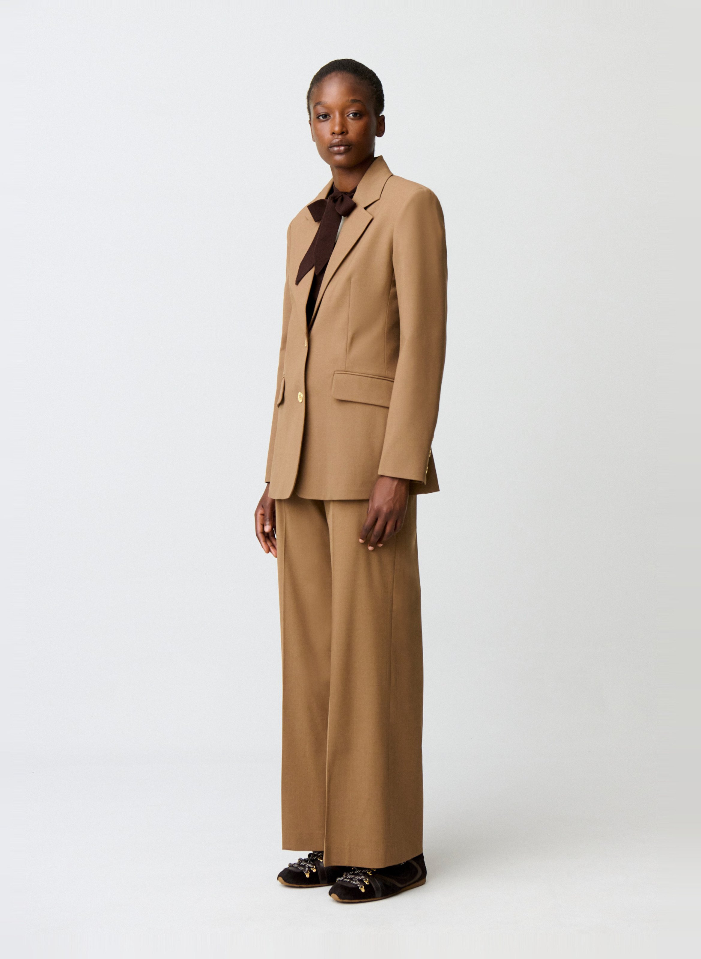 Veste blazer en laine mélangée CLAUDIE PIERLOT Beige