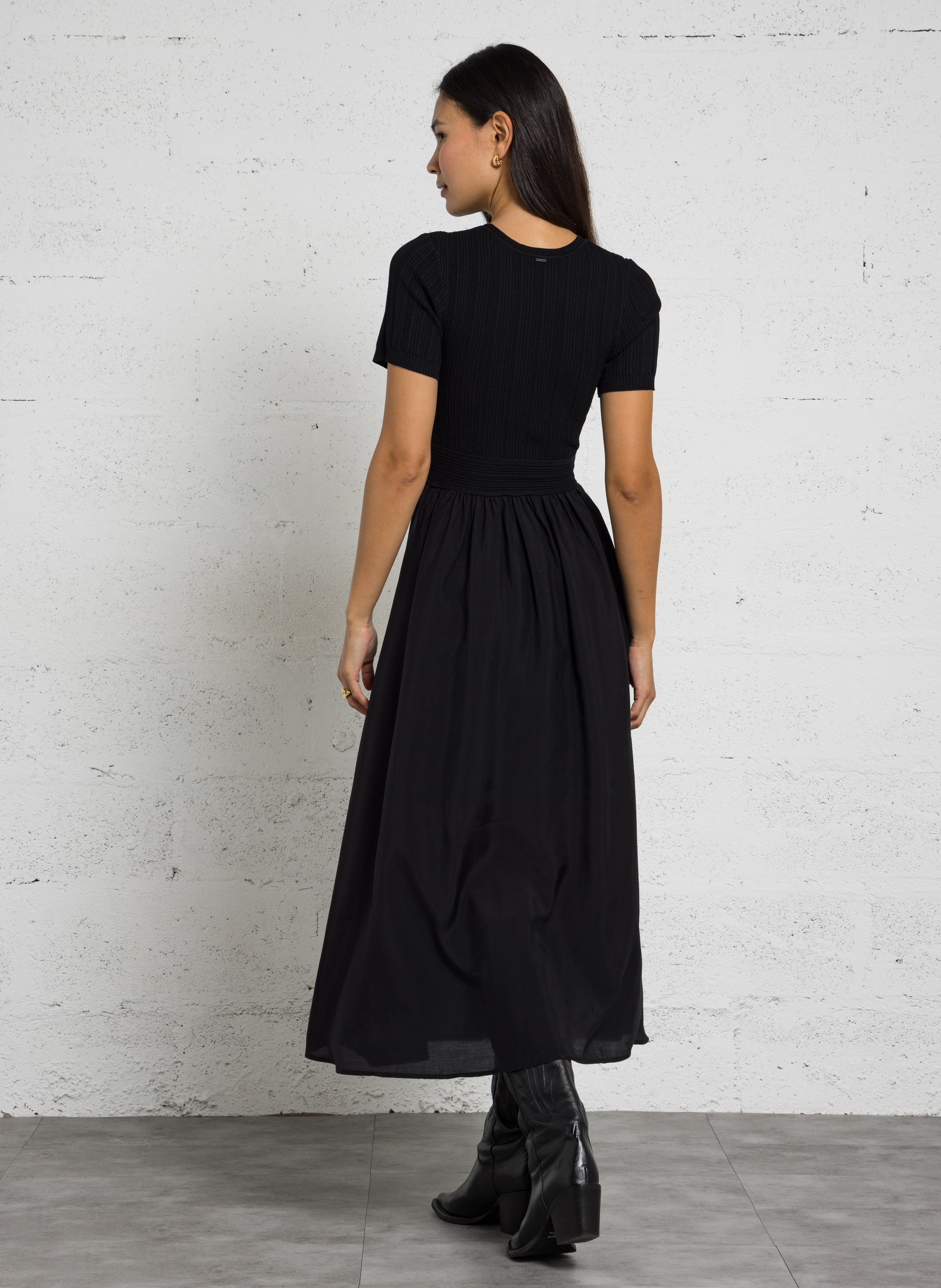 Robe longue bi-matière ample IKKS Noir
