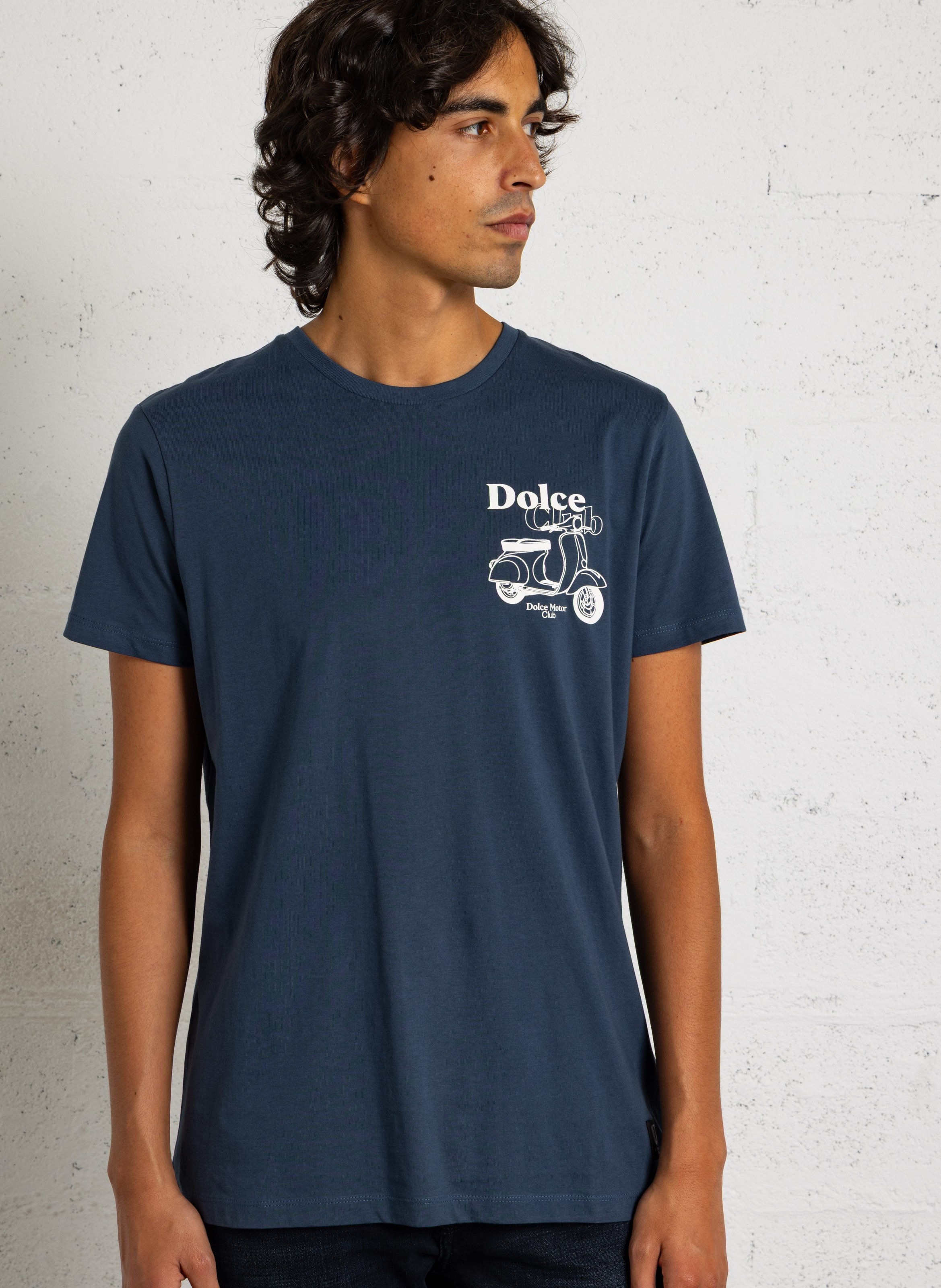 Round-neck printed cotton T-shirt LE TEMPS DES CERISES Blue