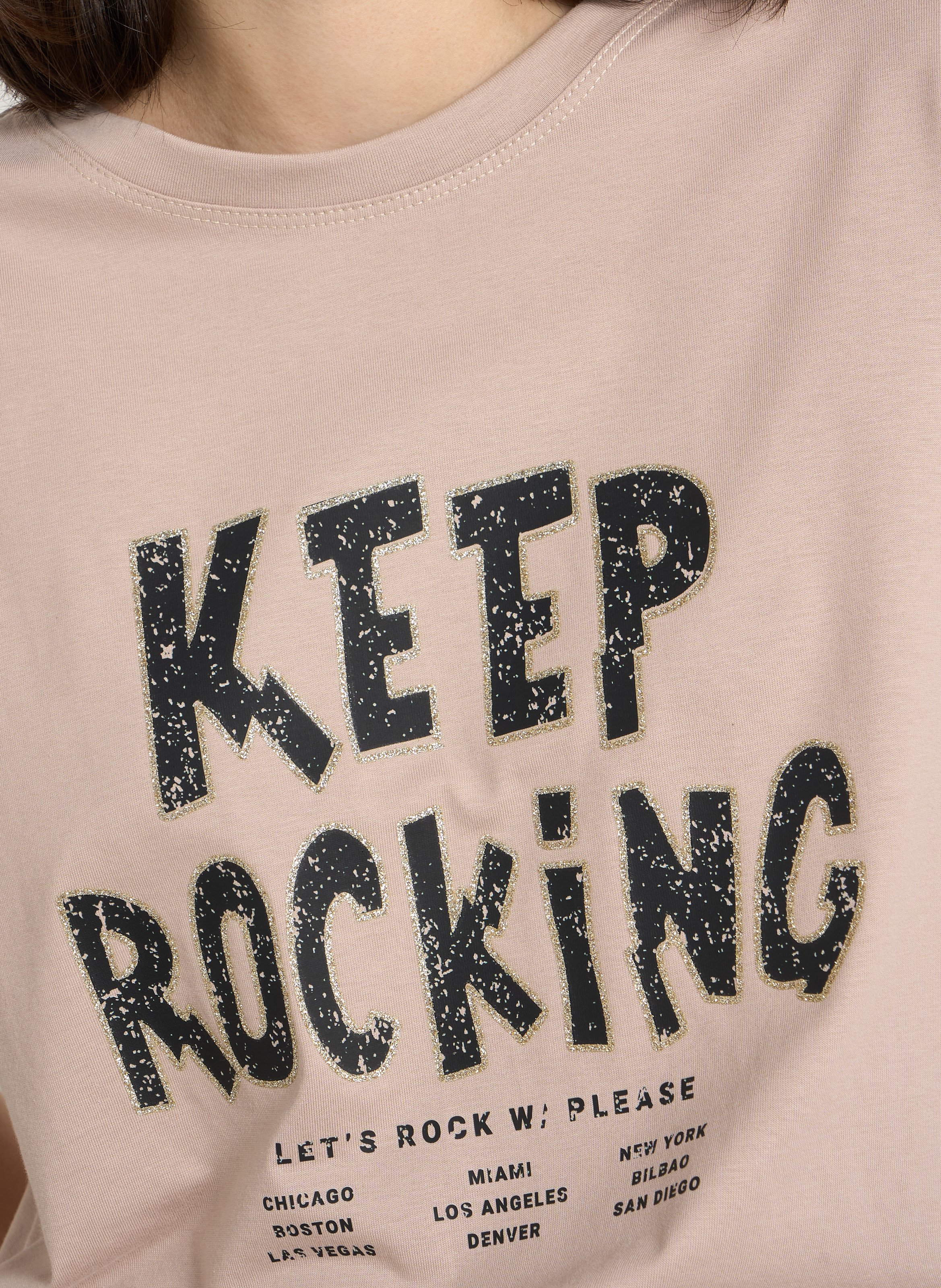 Weit geschnittenes Baumwoll-T-Shirt PLEASE Braun