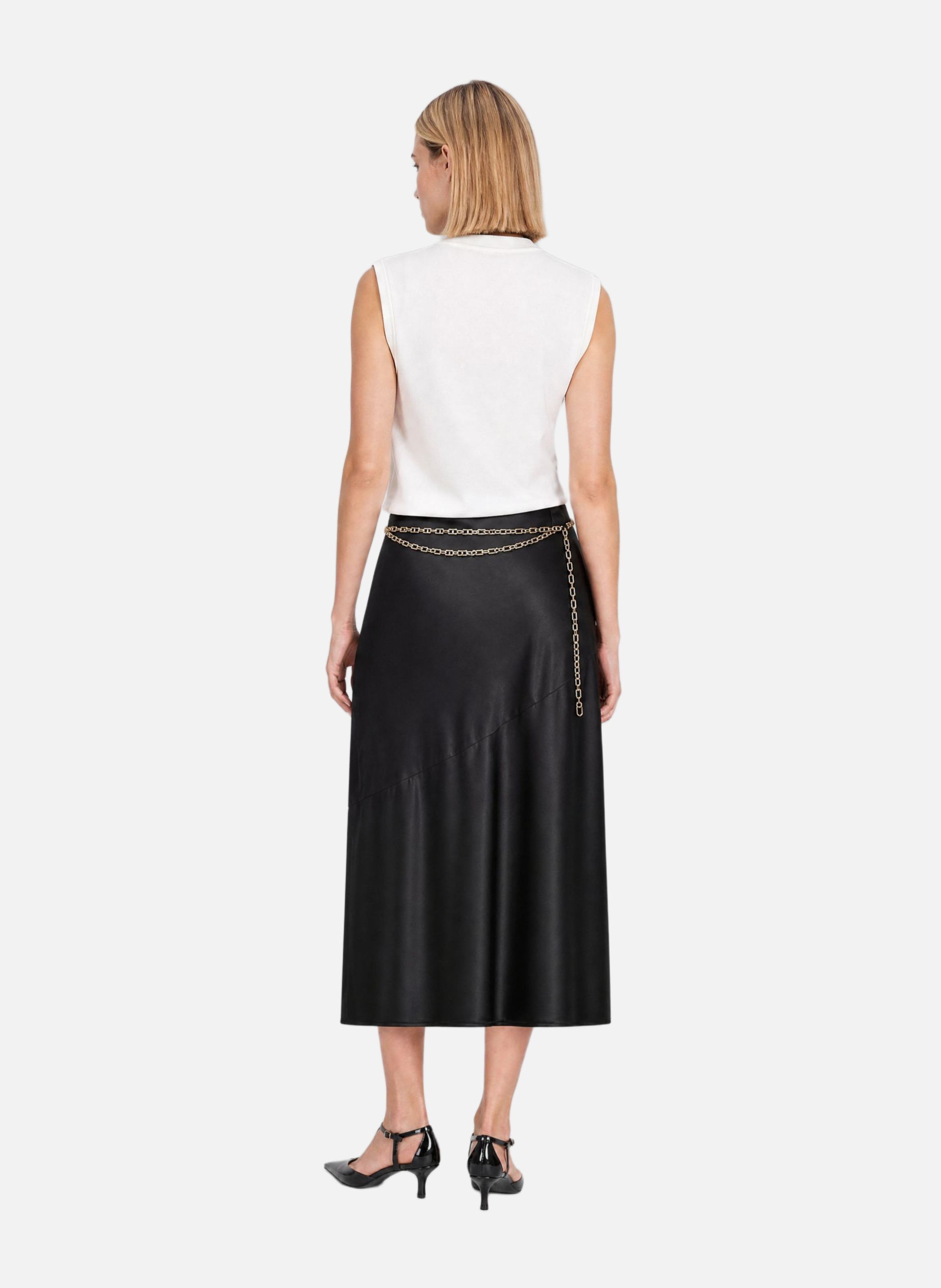 Midi satin skirt with chain THE KOOPLES Black