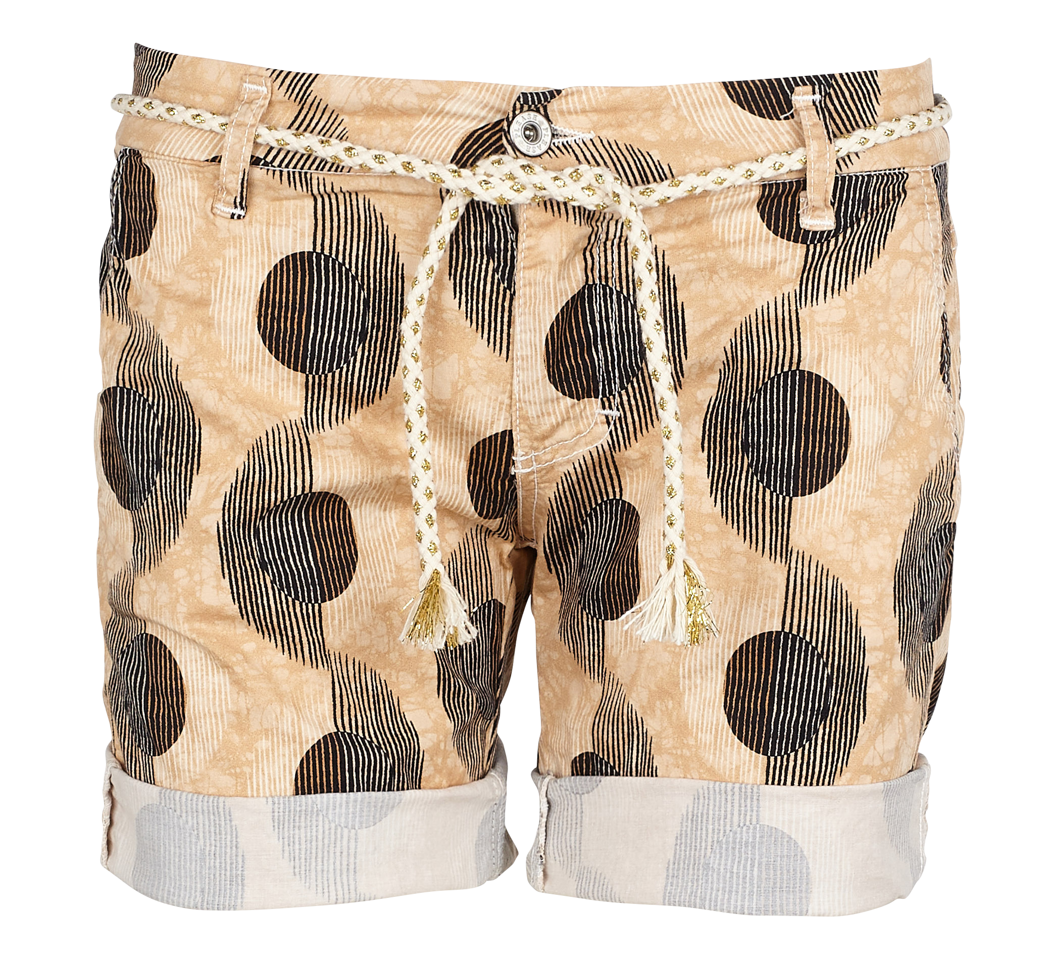 Short droit imprimé en coton mélangé  PLEASE Beige