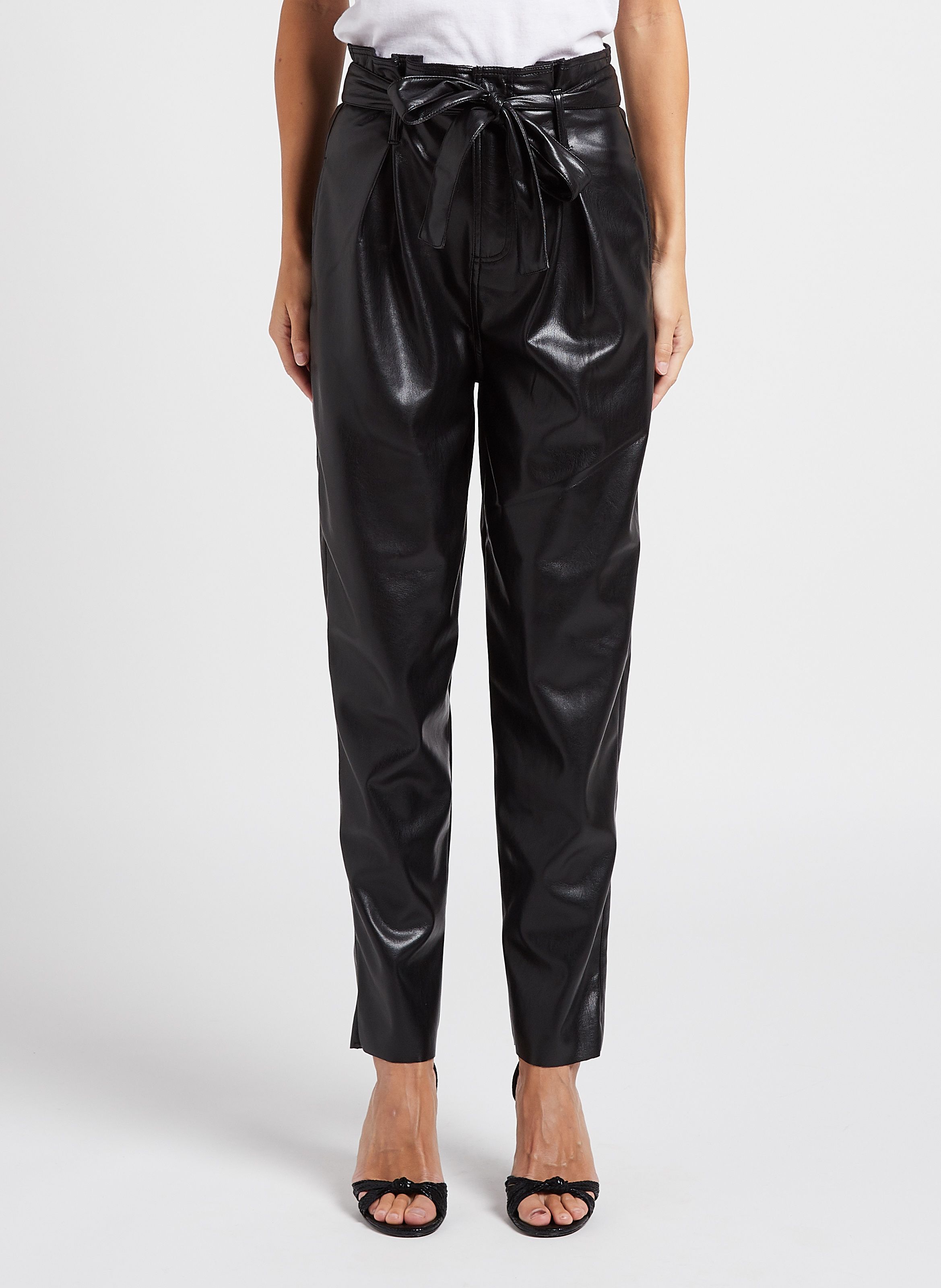 Black Faux leather carrot pants