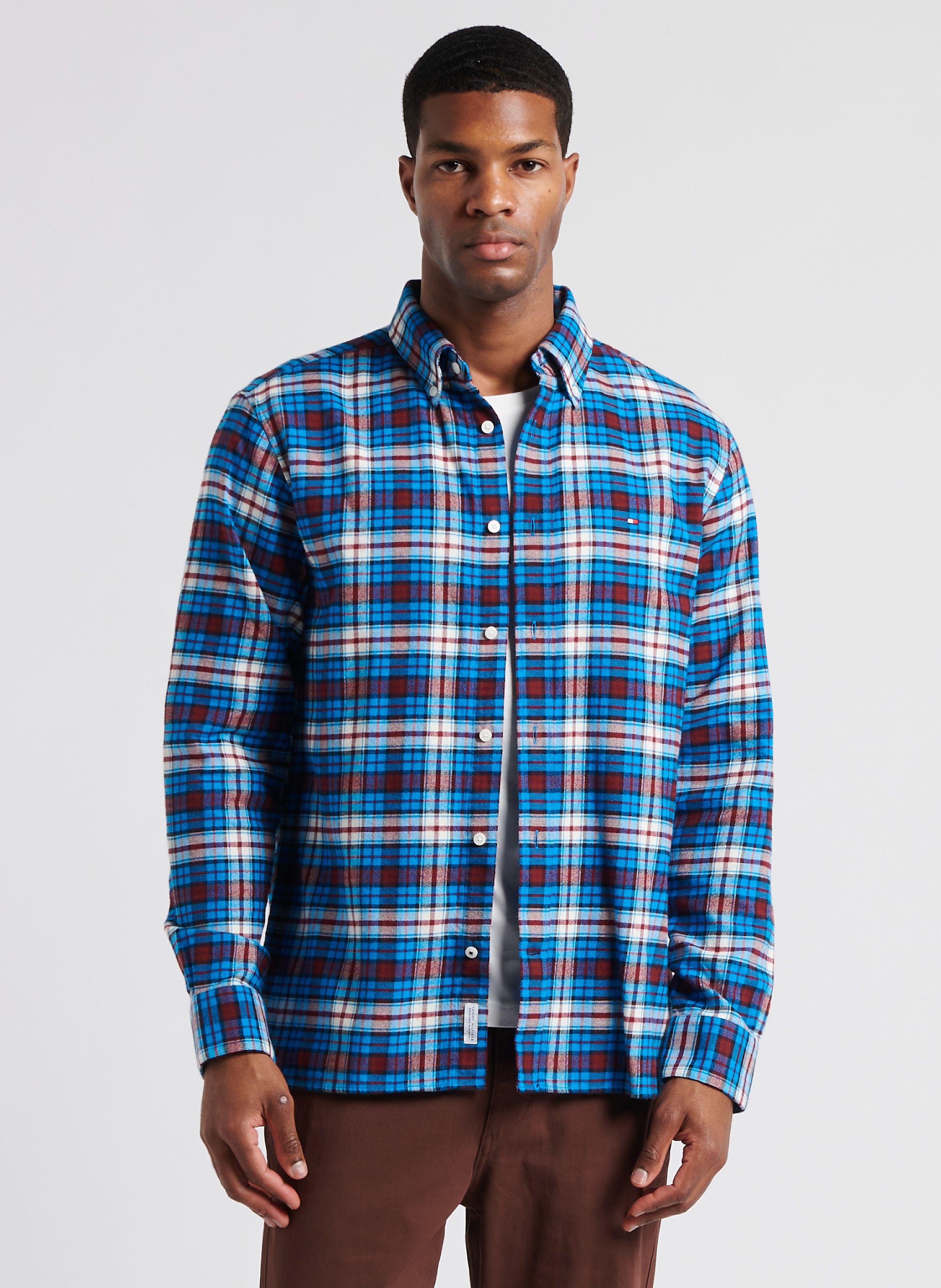 Tommy hilfiger deals blue check shirt