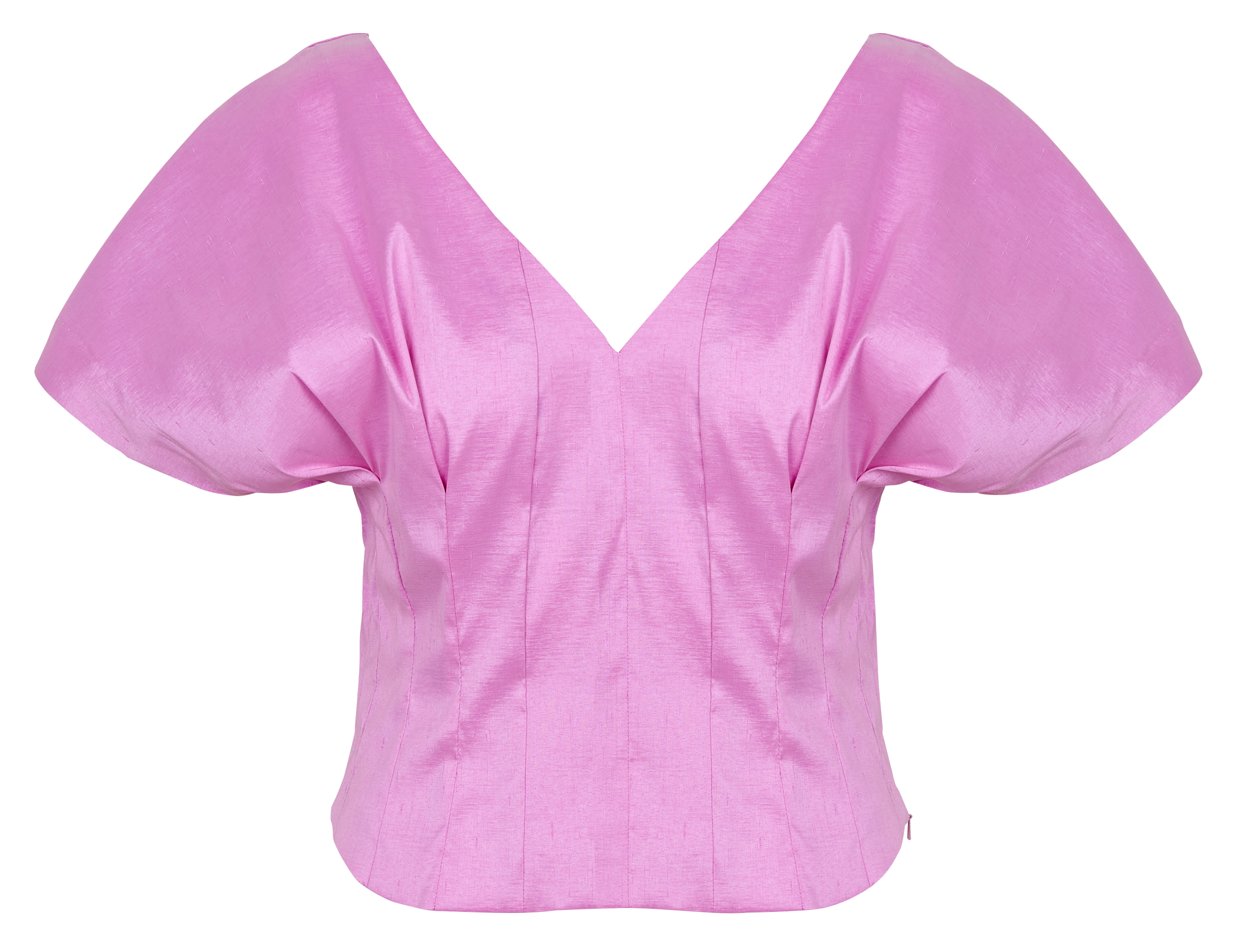 Korte, getailleerde top met V-hals COLLECTORS CLUB Roze