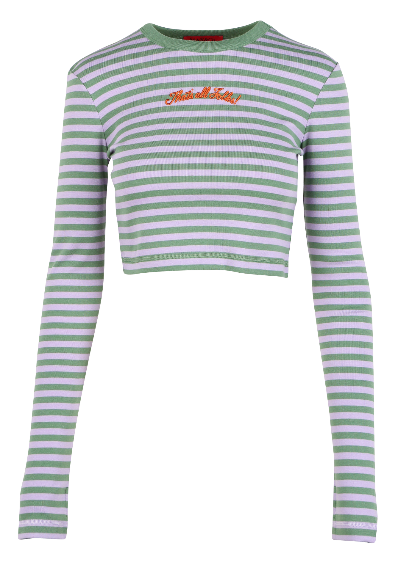 Tee-shirt court rayé en coton MAX&amp;CO. x LOONEY TOONS MAX&amp;Co. Vert