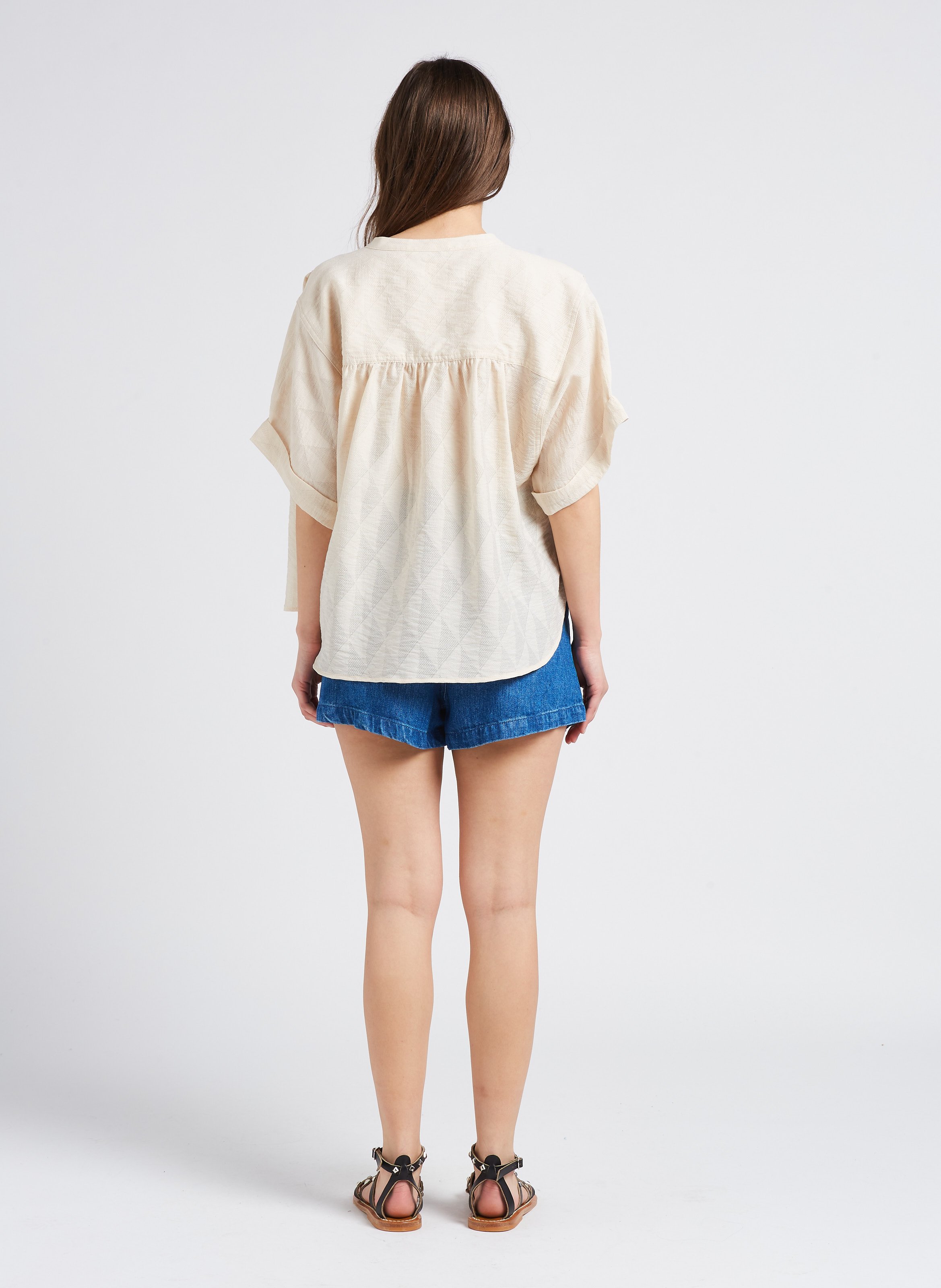 Loose-fit blouse with mandarin collar BY BAR Black