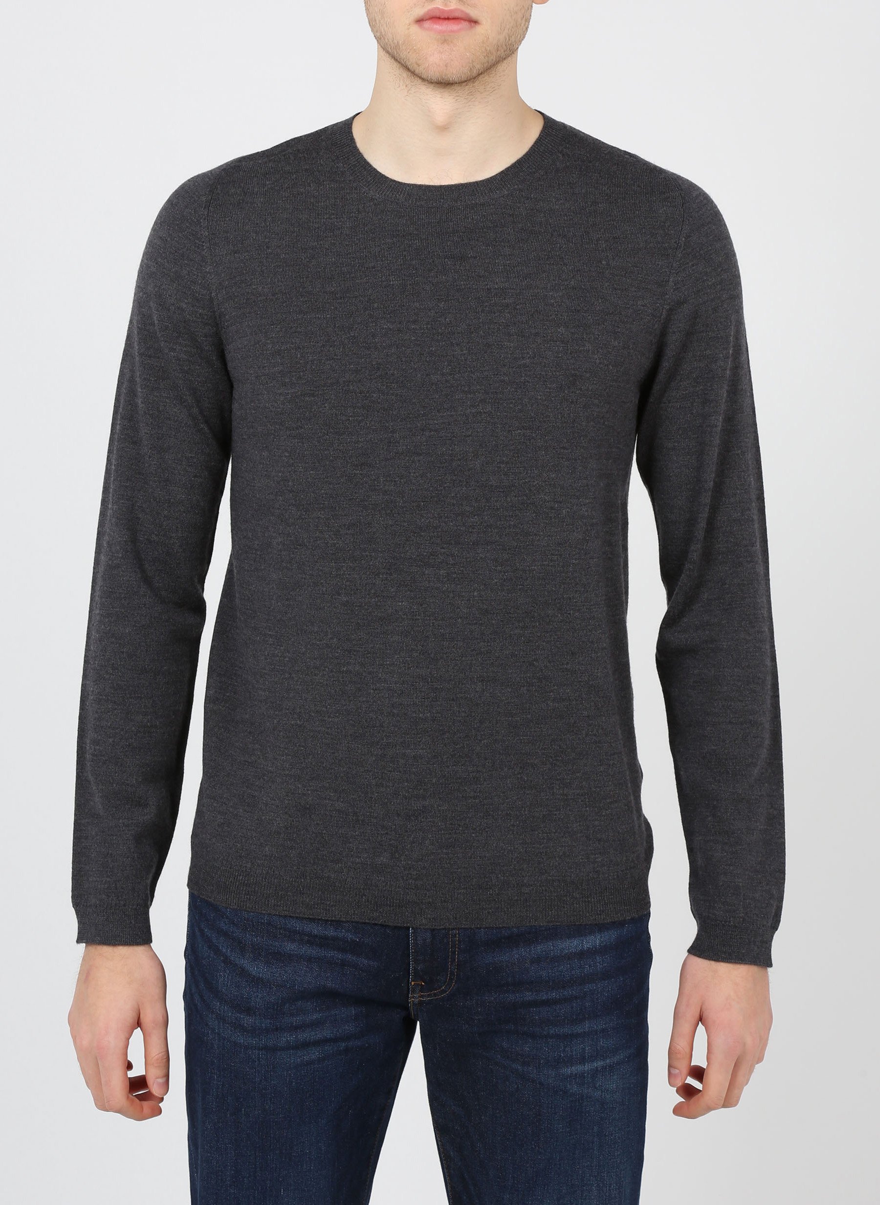 Rundhalspullover aus Wolle, Regular Fit AU PRINTEMPS PARIS Grau