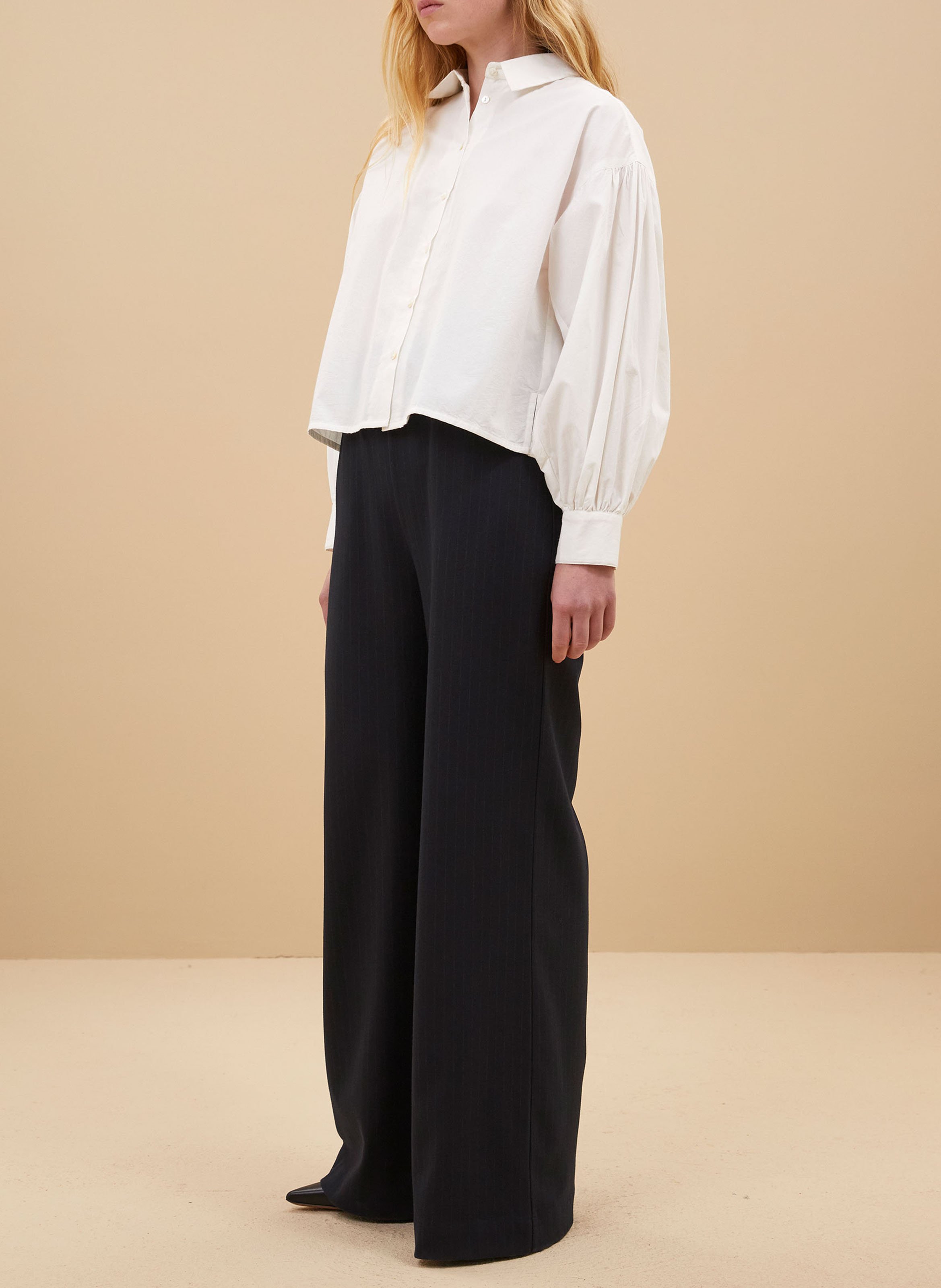 Oversized short cotton shirt BY BAR White