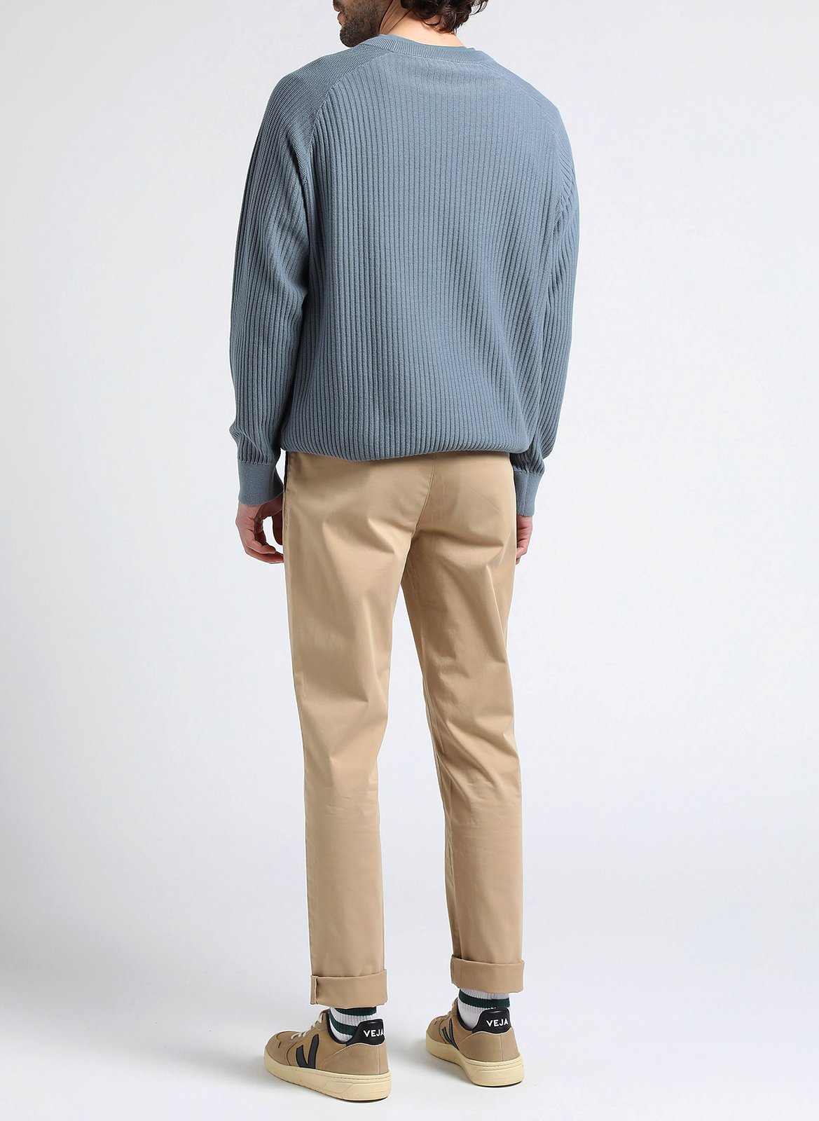 Pull col rond en coton bio  CALVIN KLEIN Gris