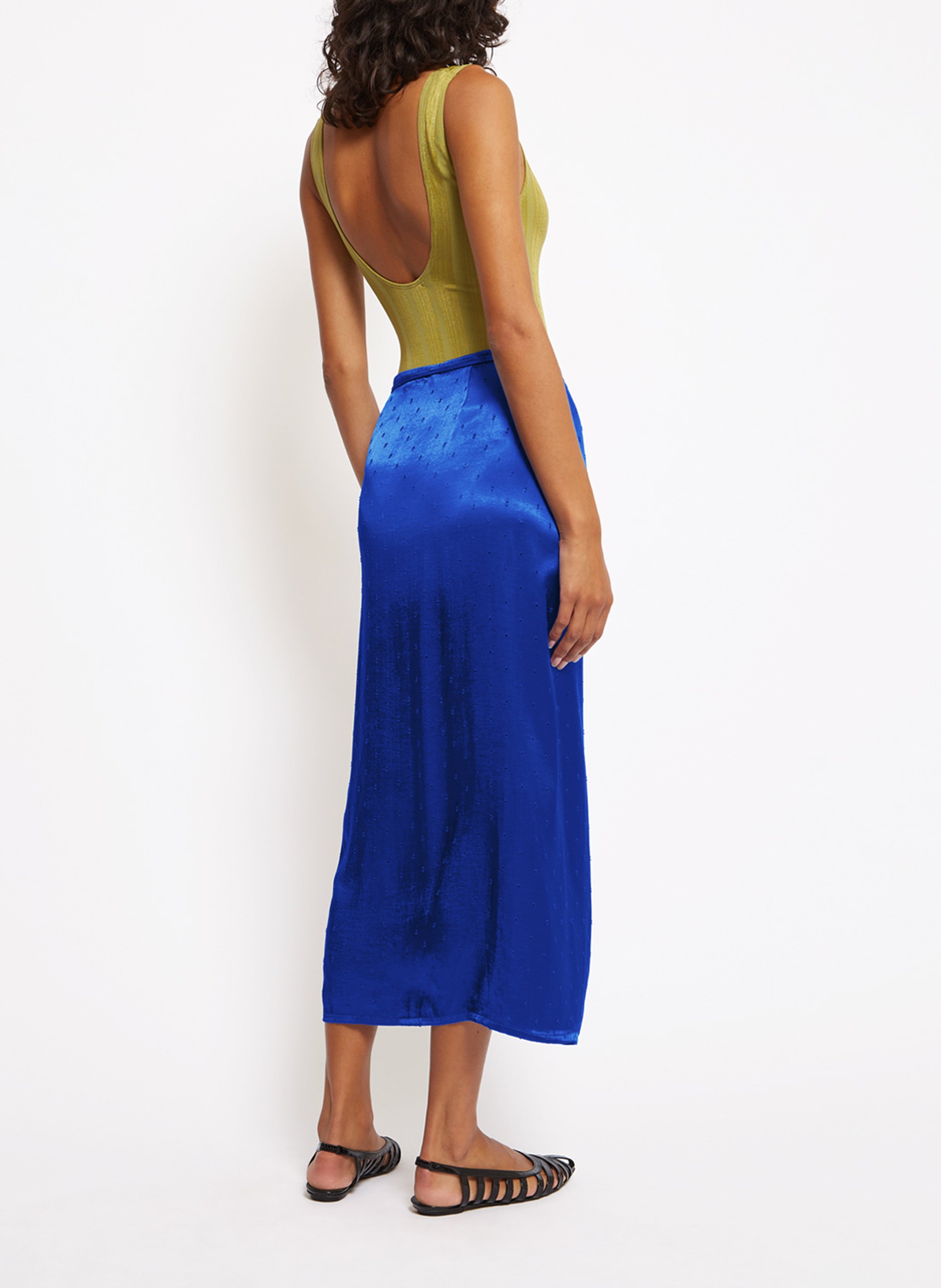 Pareo droit satiné à nouer  ROSEANNA Bleu