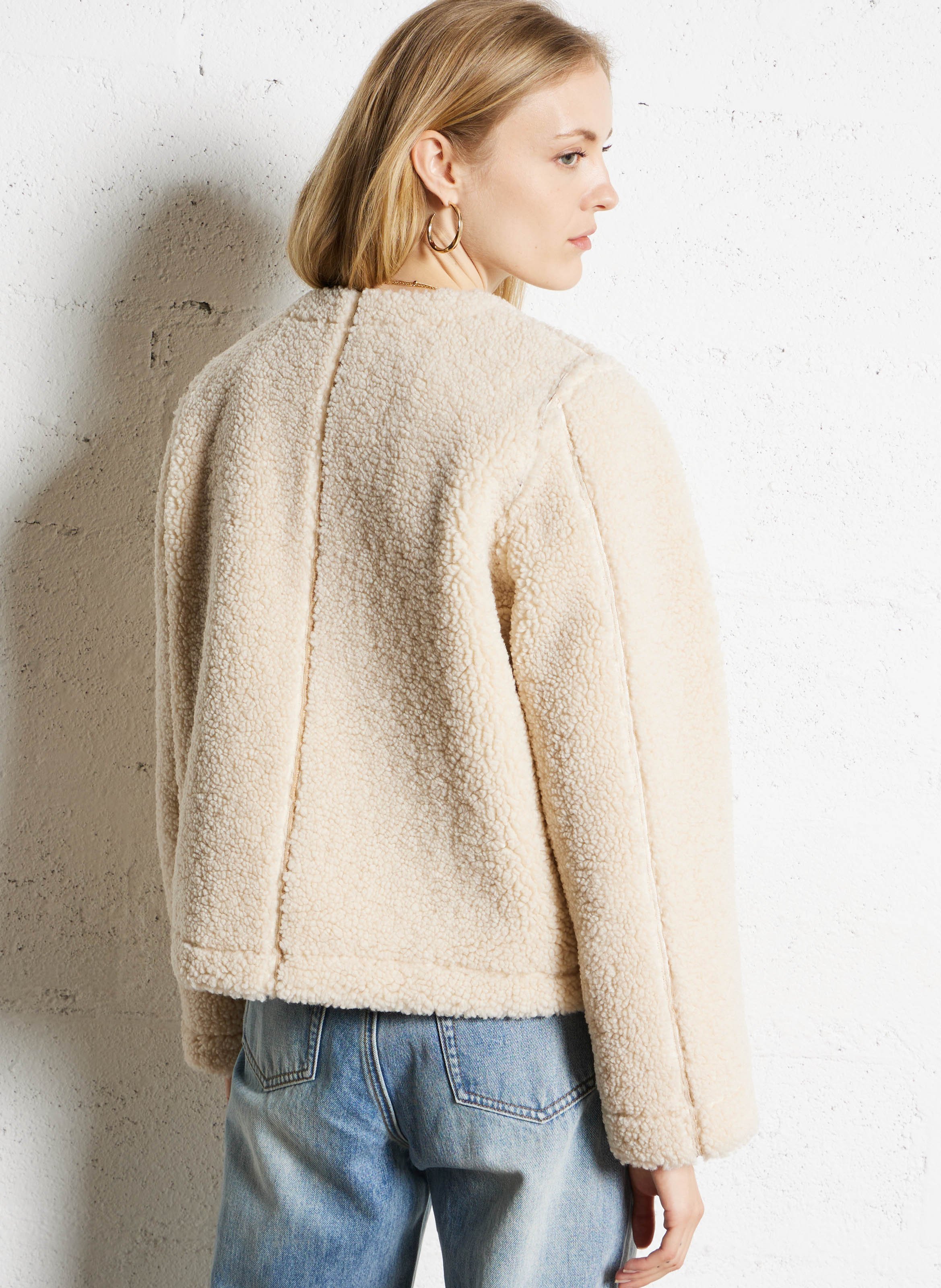 Veste droite boutonnée suédine SUNCOO Beige