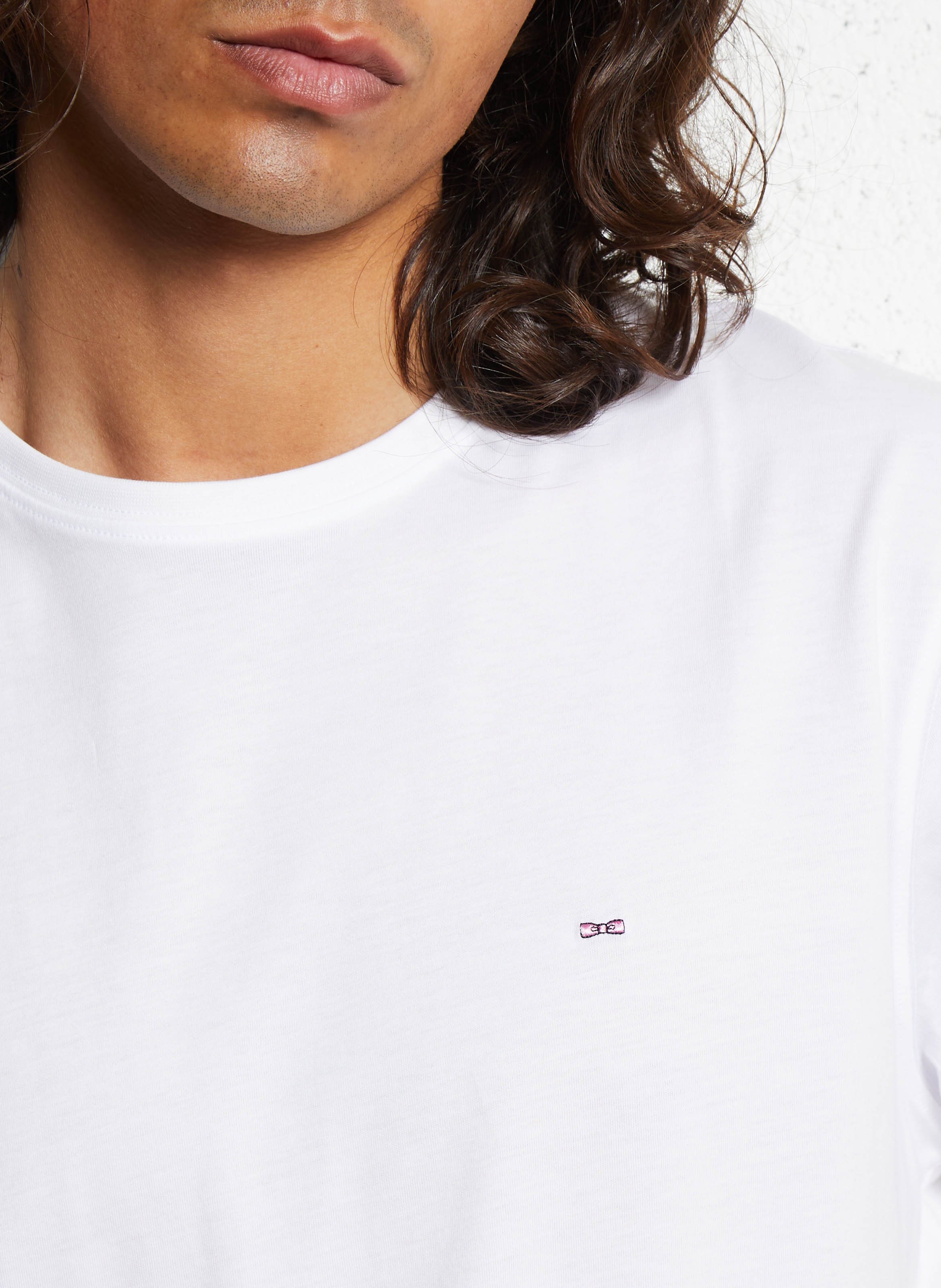 Tee-shirt droit col rond en coton EDEN PARK Blanc