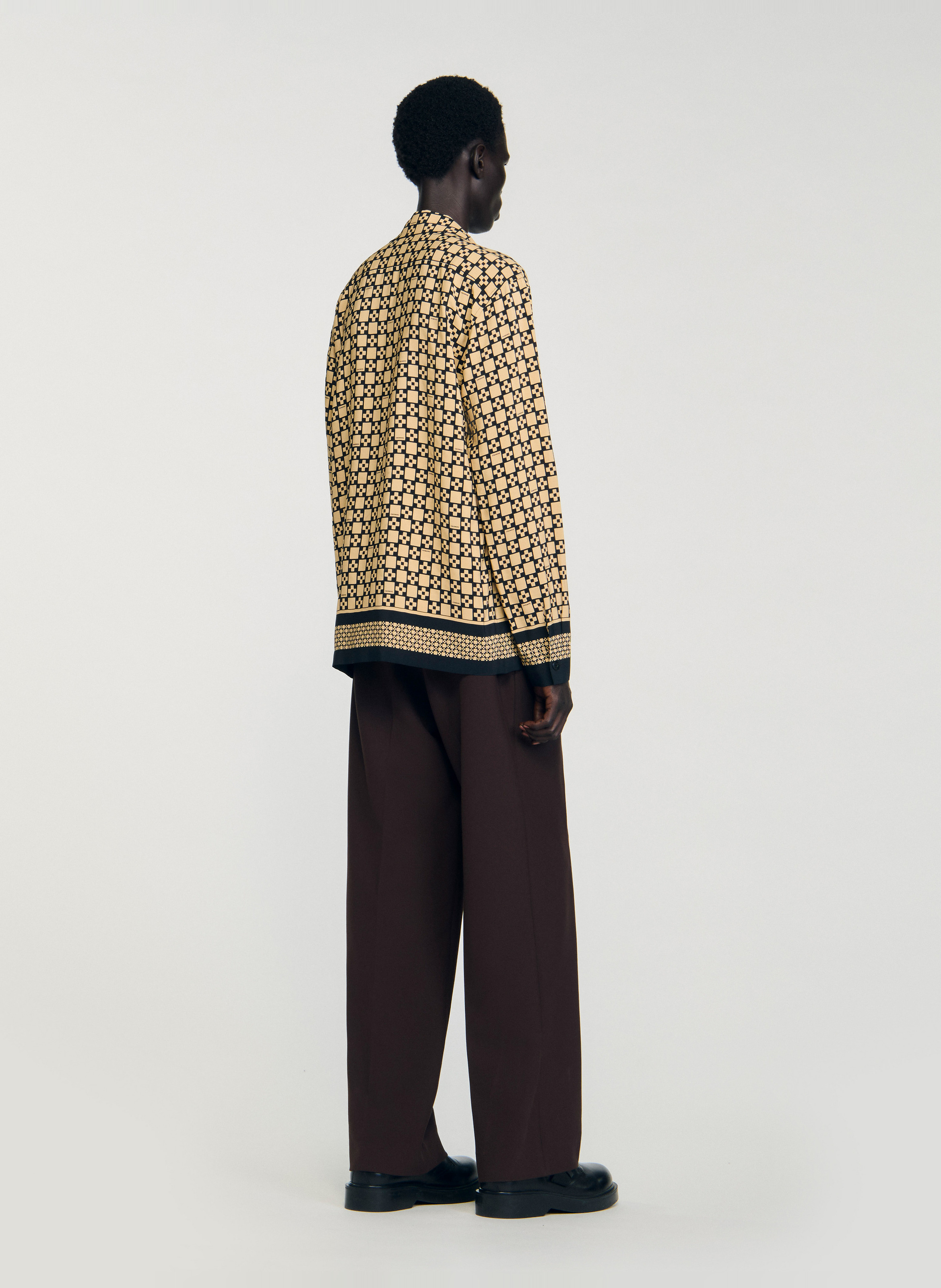 Chemise droite col cubain  SANDRO Beige