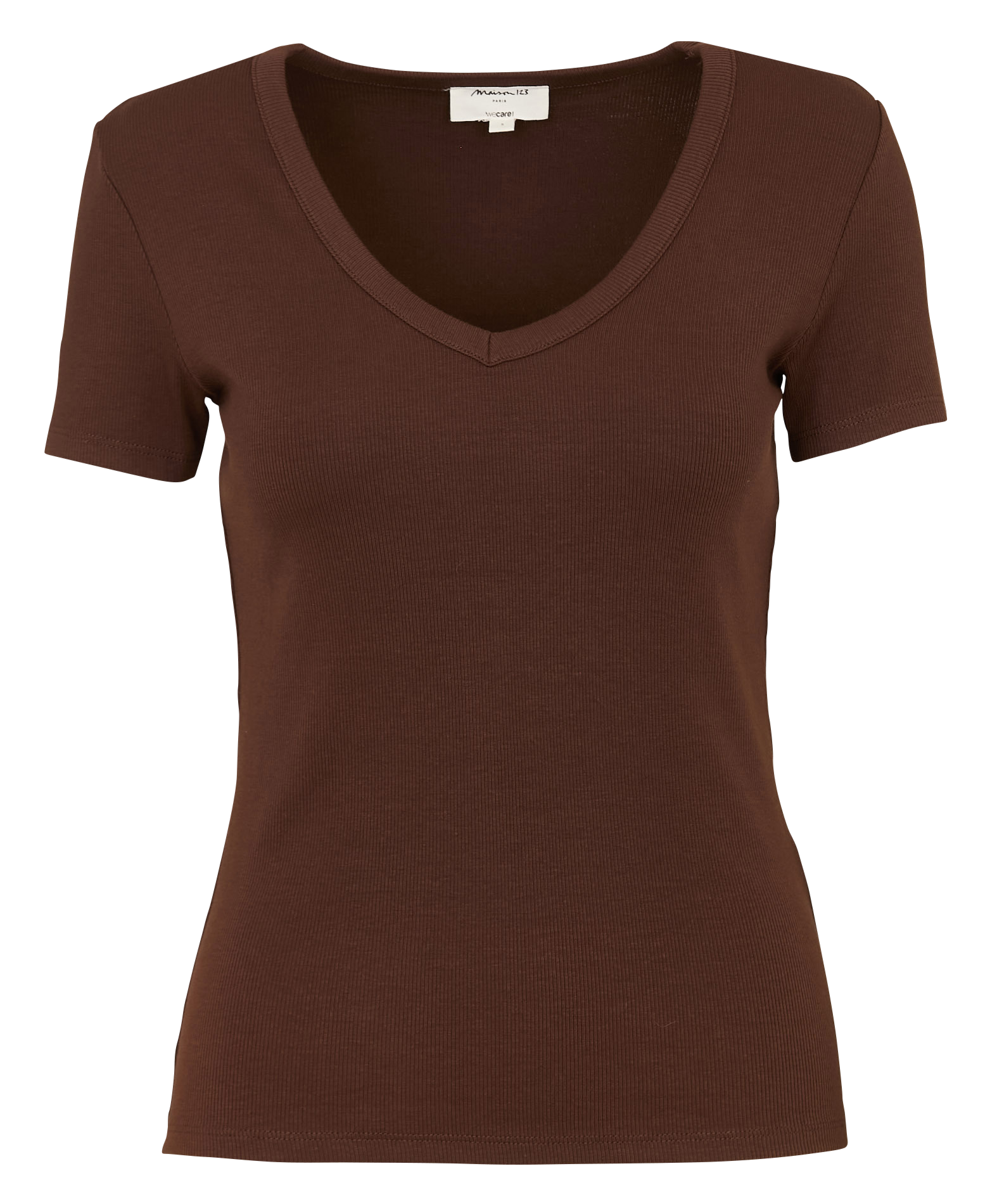 Basic cotton-mix T-shirt MAISON 123 Brown