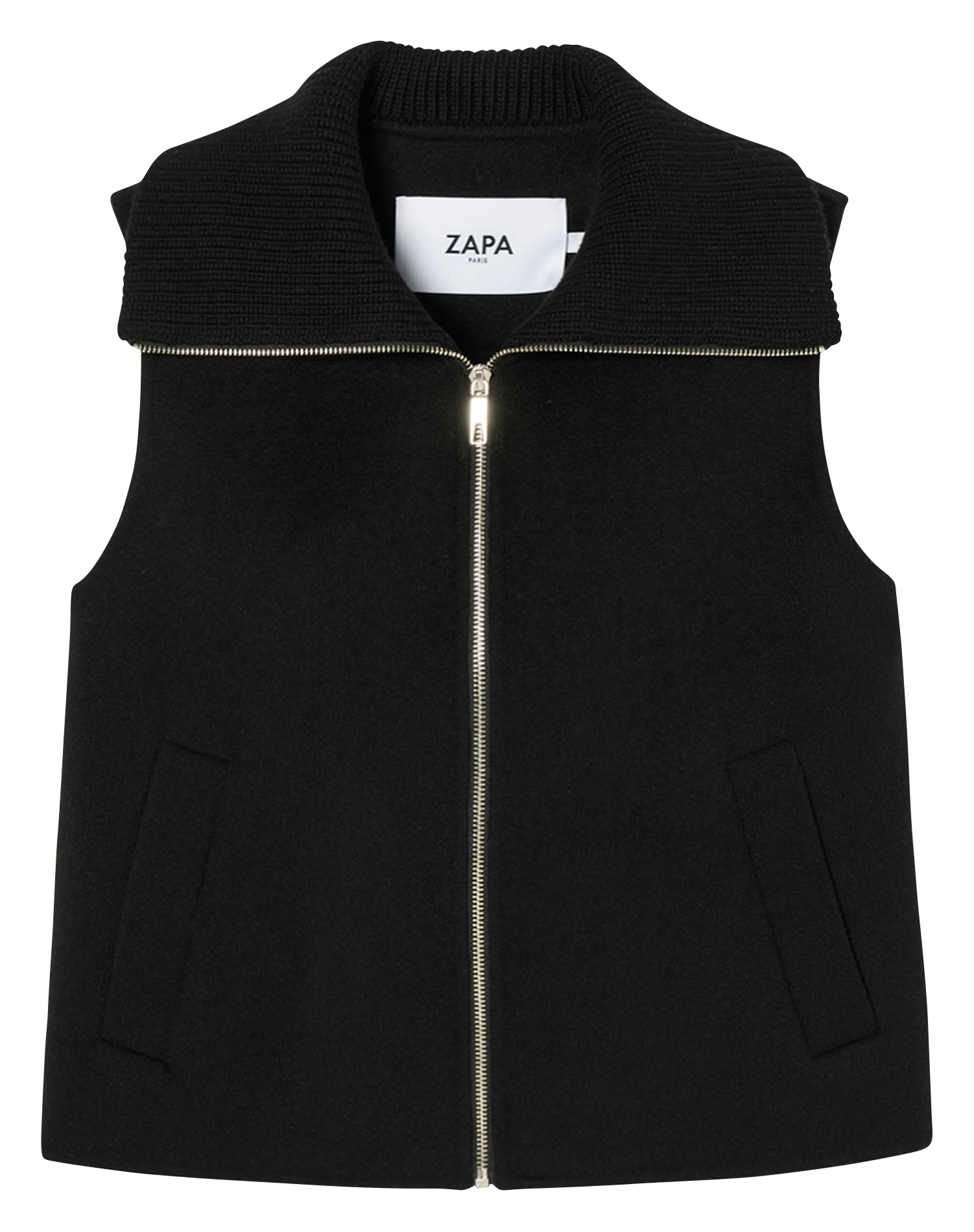Straight zip-up wool blend vest ZAPA Black