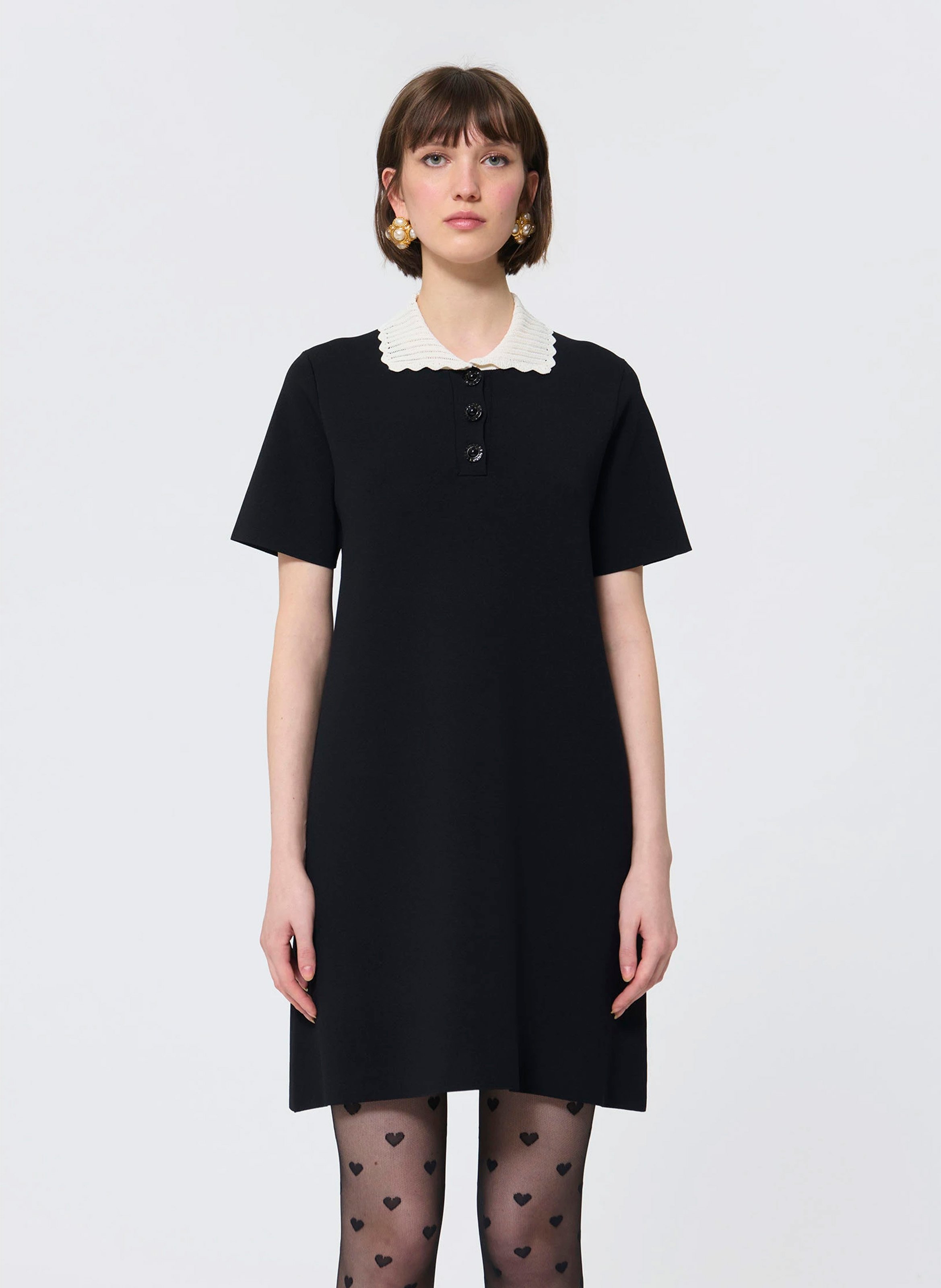 Robe courte col claudine TARA JARMON Noir