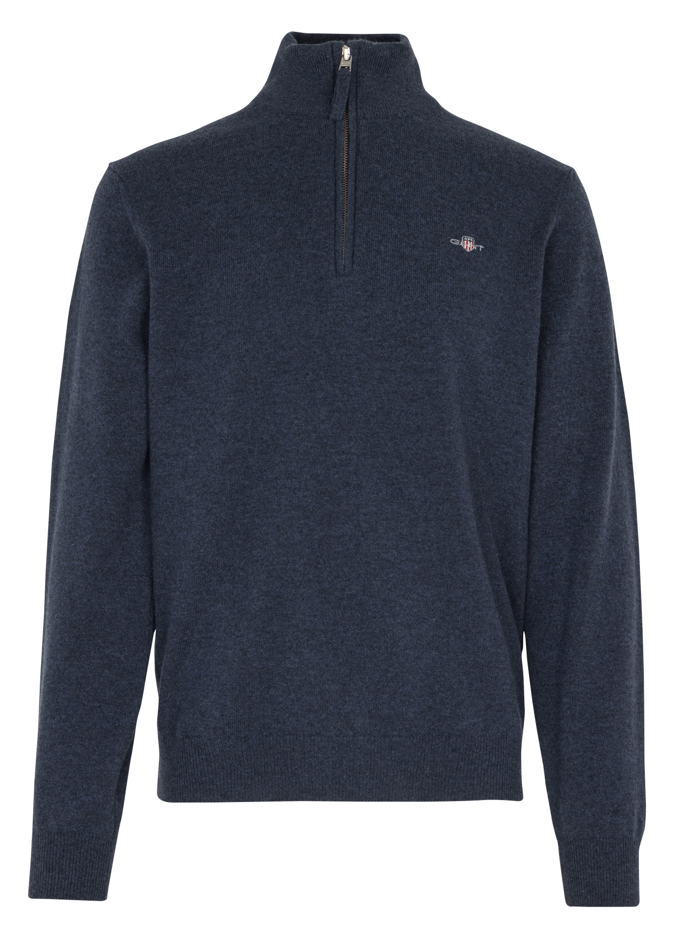 High-neck wool sweater with zip GANT Blue