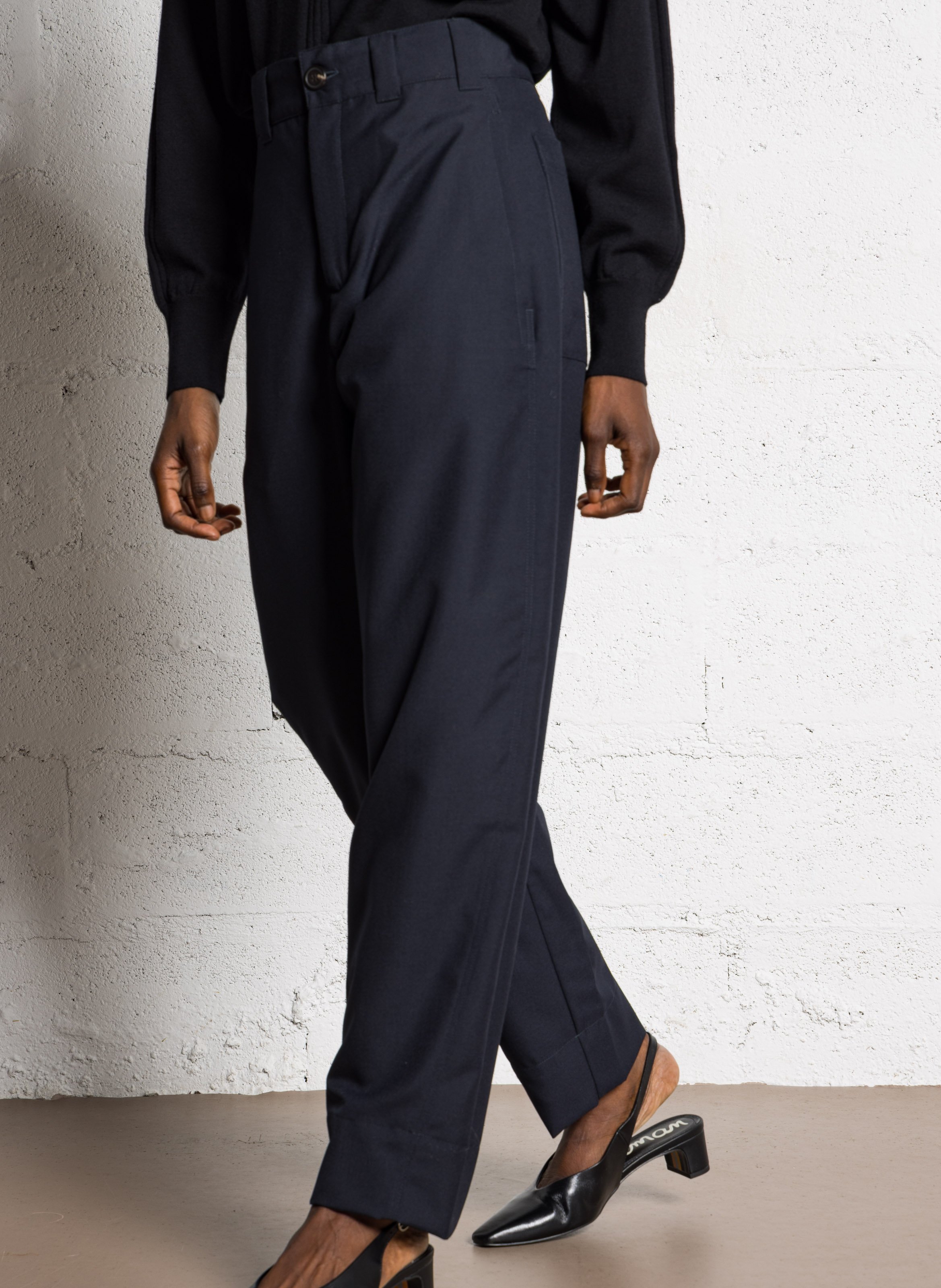 High-waisted slim fit pants SOEUR Blue