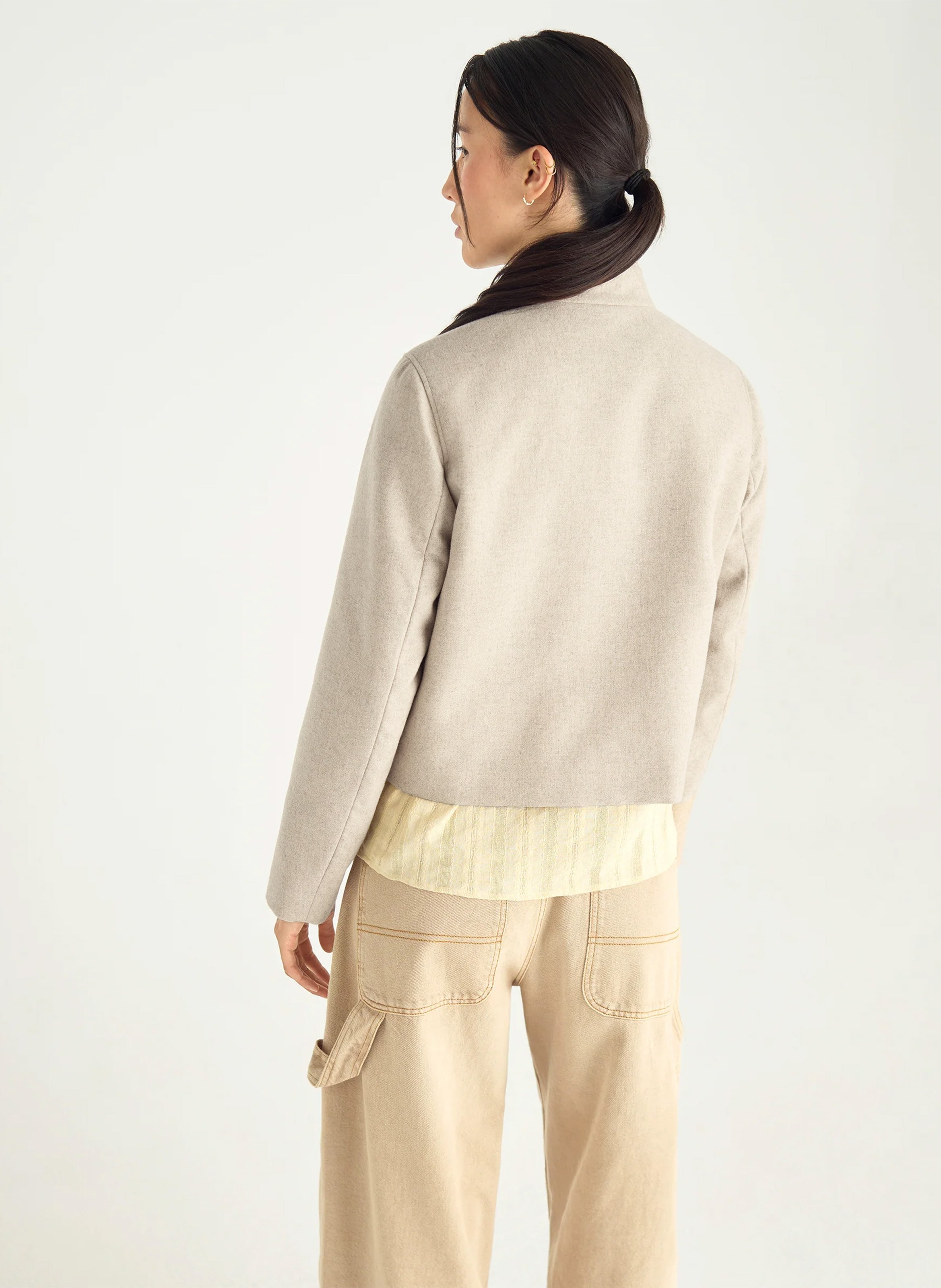 Wollmix-Jacke mit Stehkragen ACOTE Beige