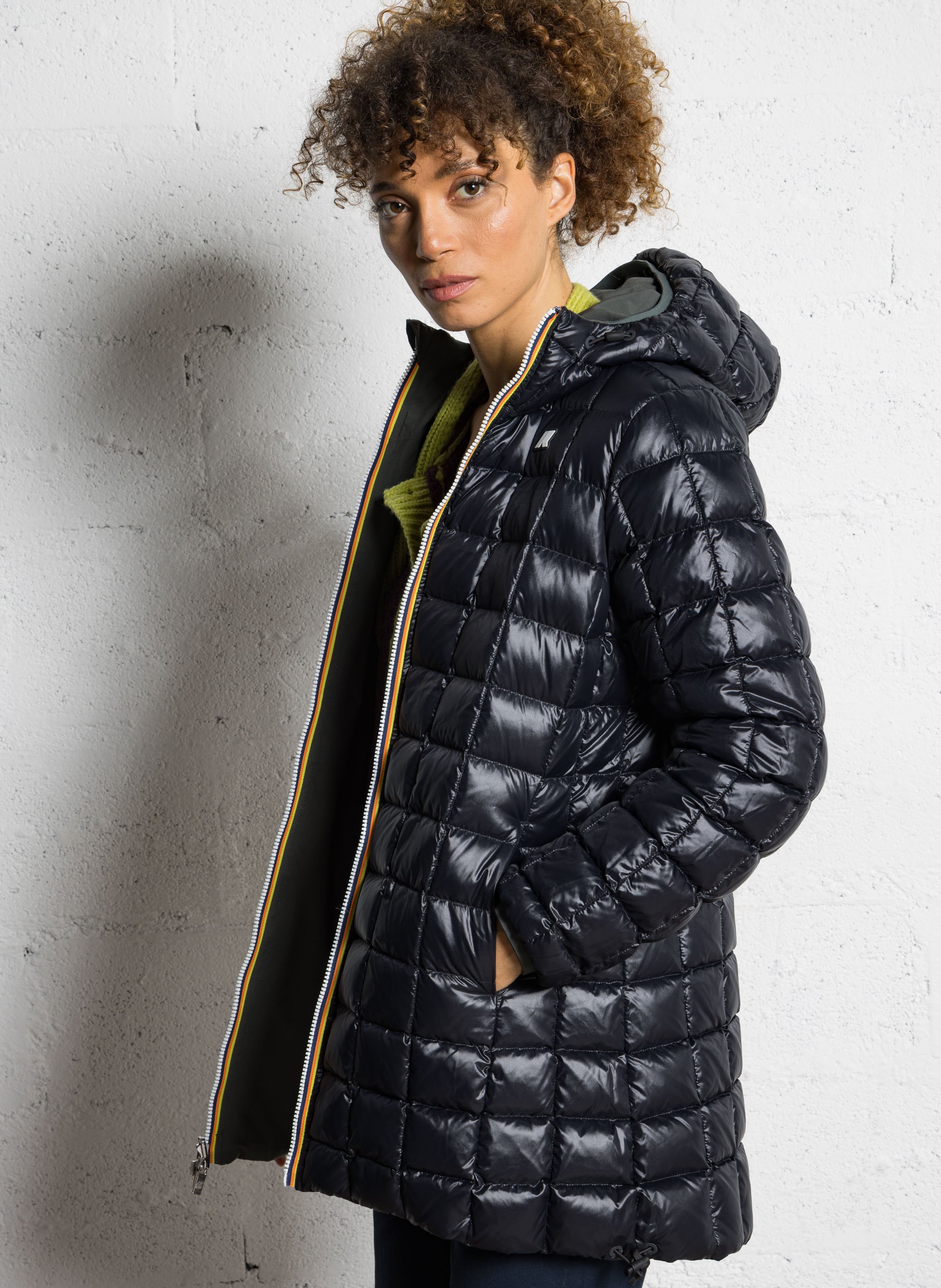 Gerade geschnittener Regenmantel mit Stehkragen K-WAY Grun