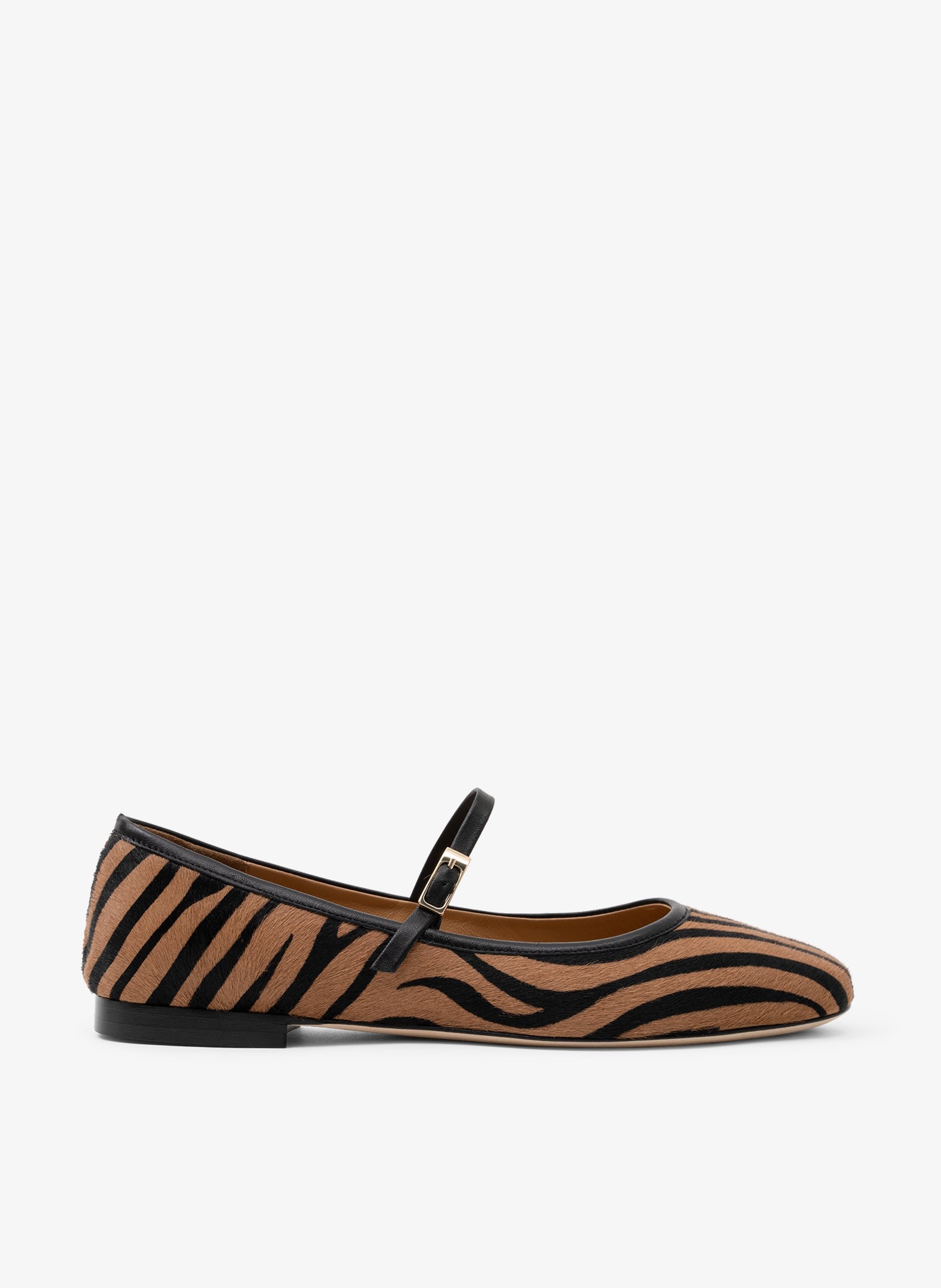 Zebra pony hair ballerina flats PARALLELE PARIS White