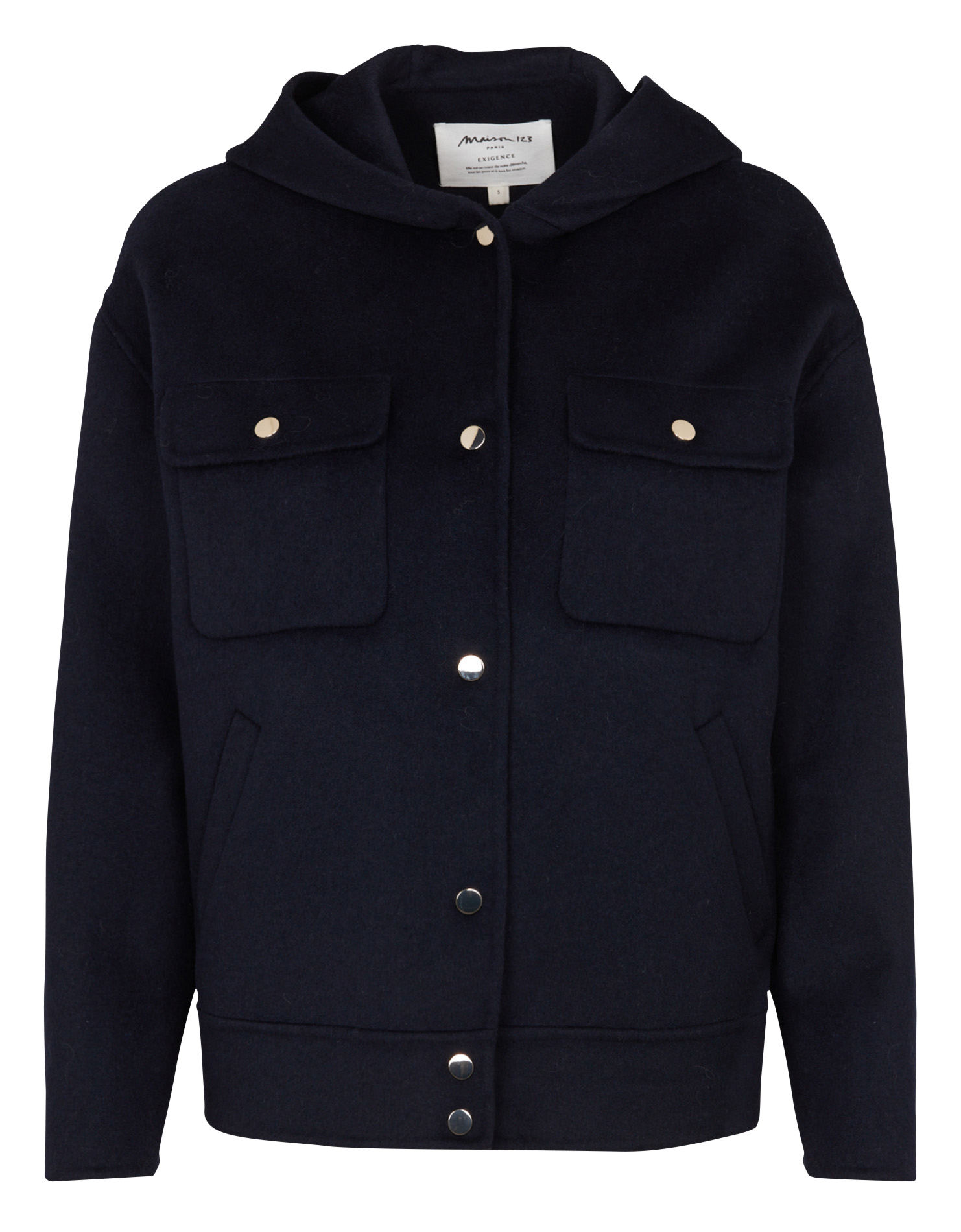 Hooded wool-blend jacket MAISON 123 Blue