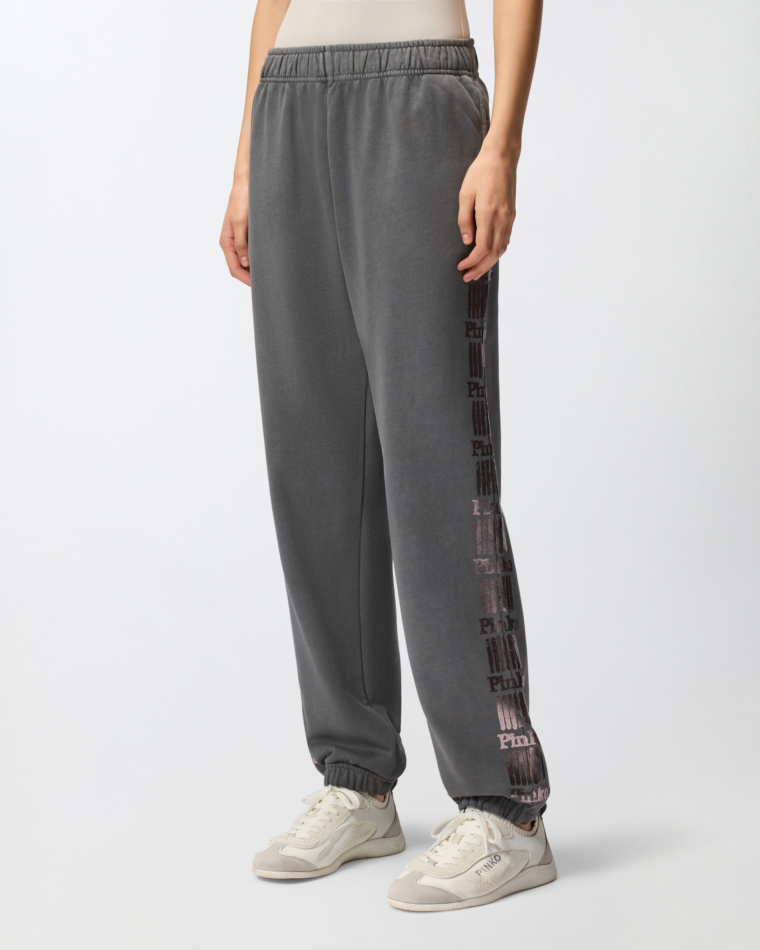 Fleece pants with lame print PINKO Grey