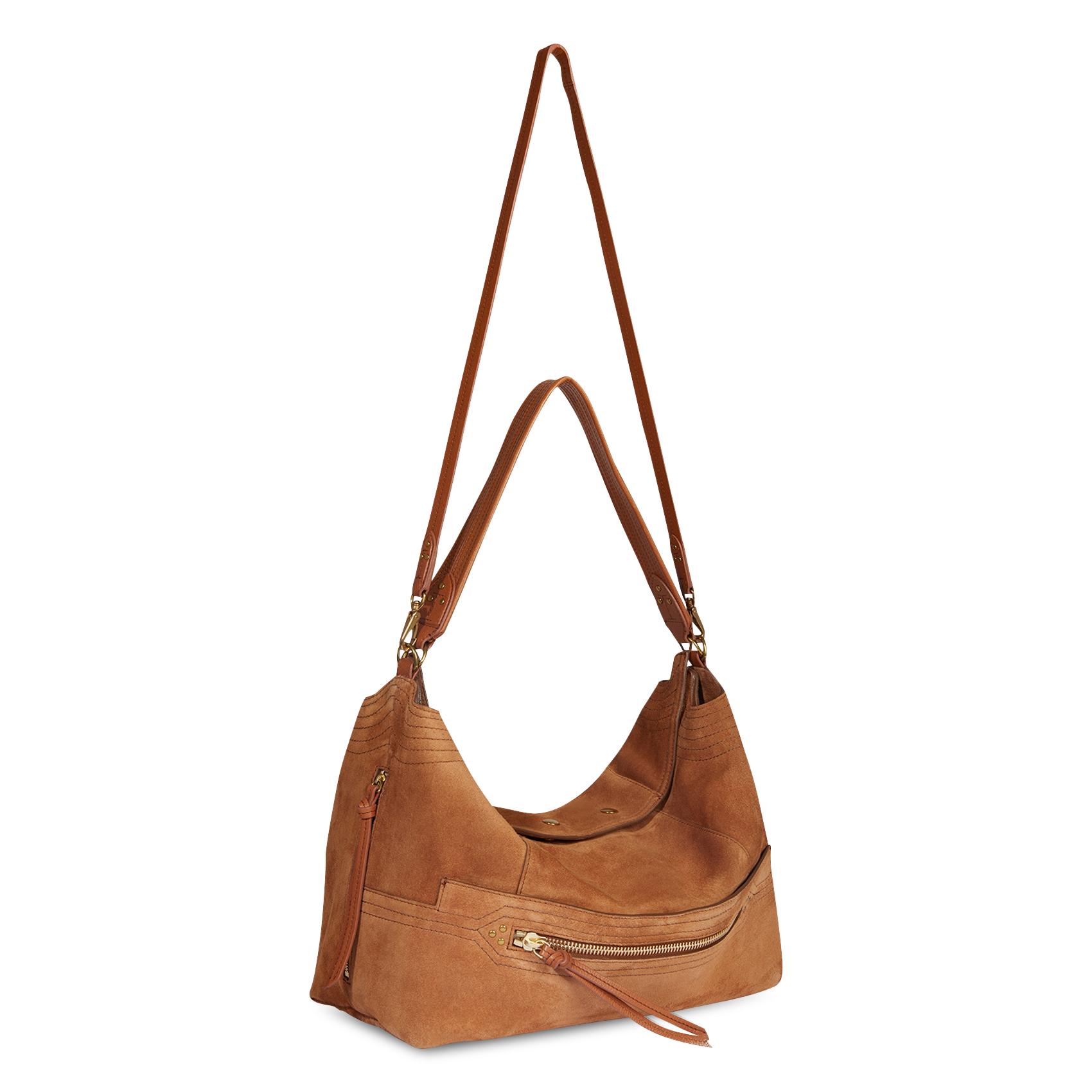 Sac baguette en cuir velours JEROME DREYFUSS Marron