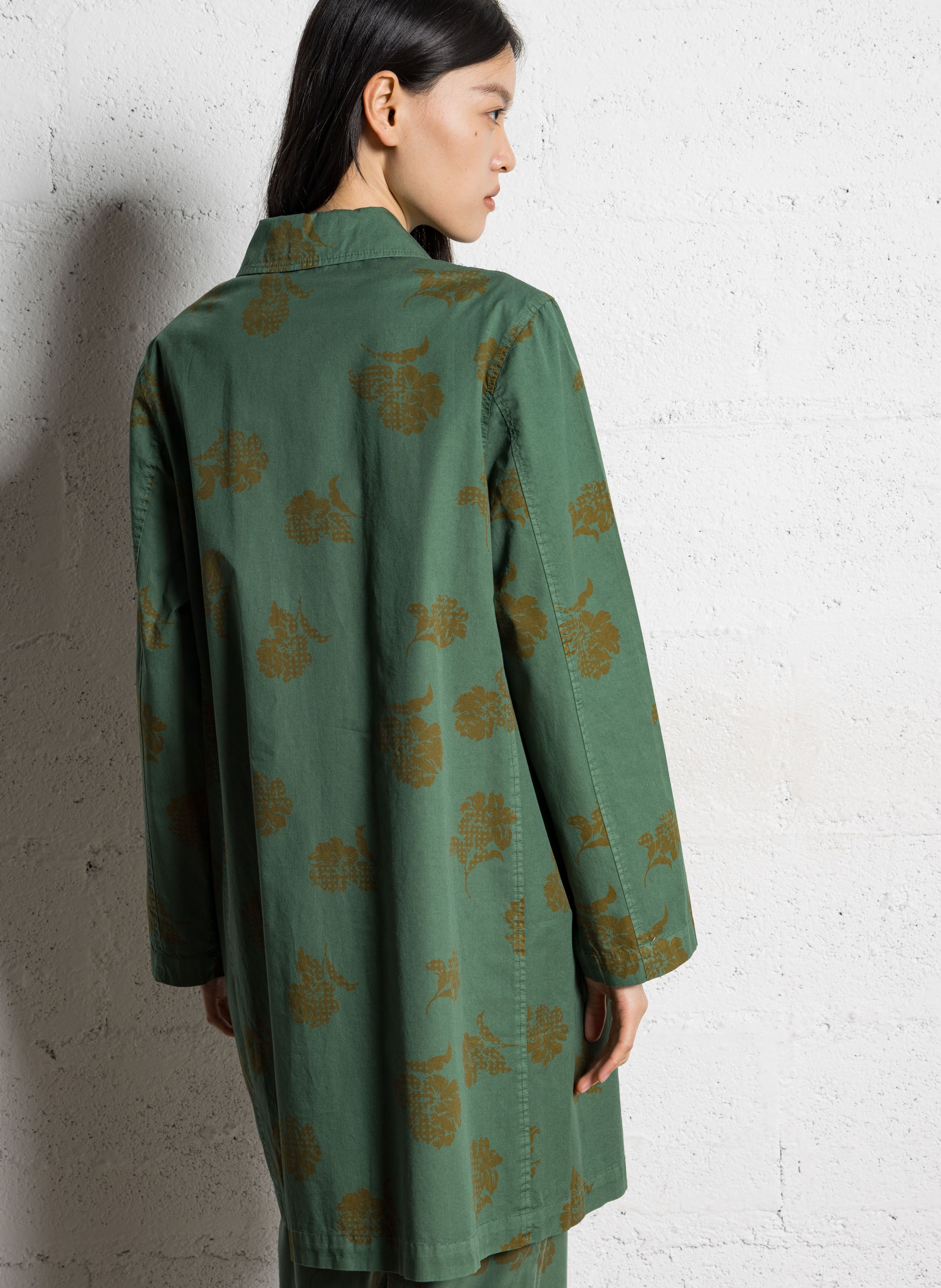 Straight classic collar trench coat in printed cotton NICE THINGS Khaki