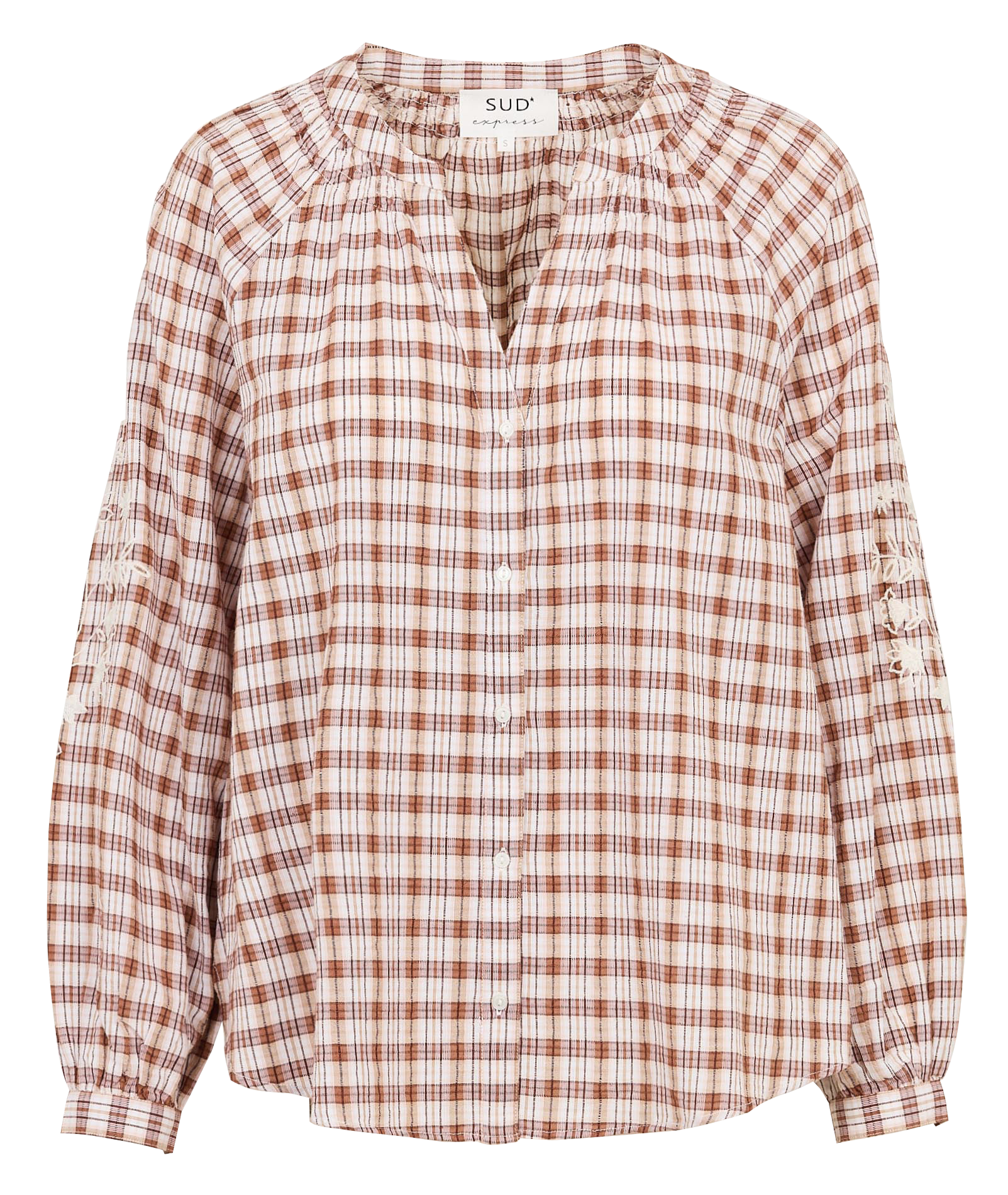 Chemisier ample col tunisien en coton Beige