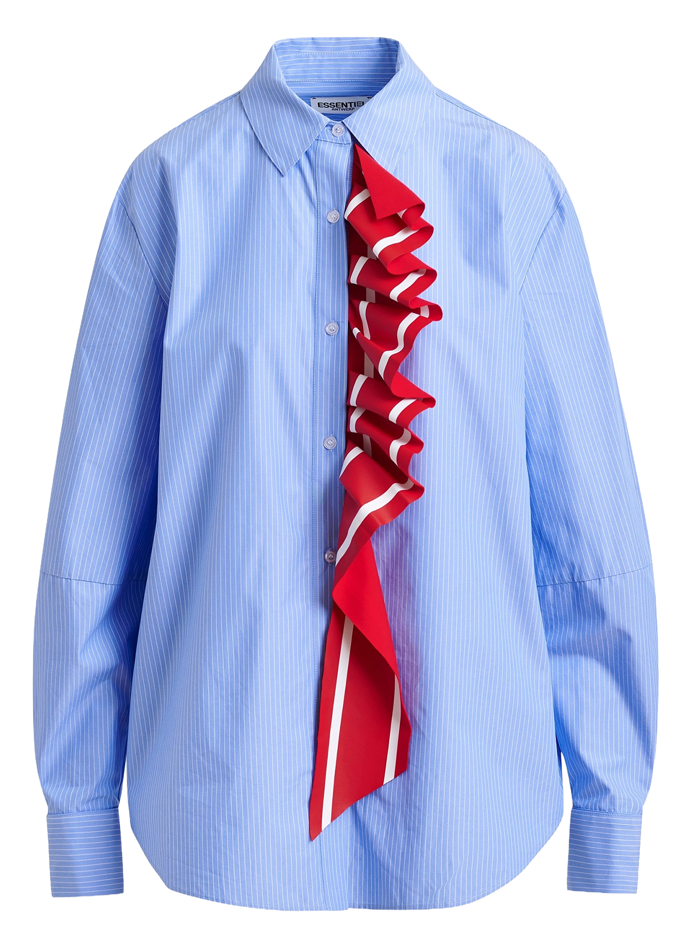 Oversize striped cotton shirt with classic collar ESSENTIEL ANTWERP Blue