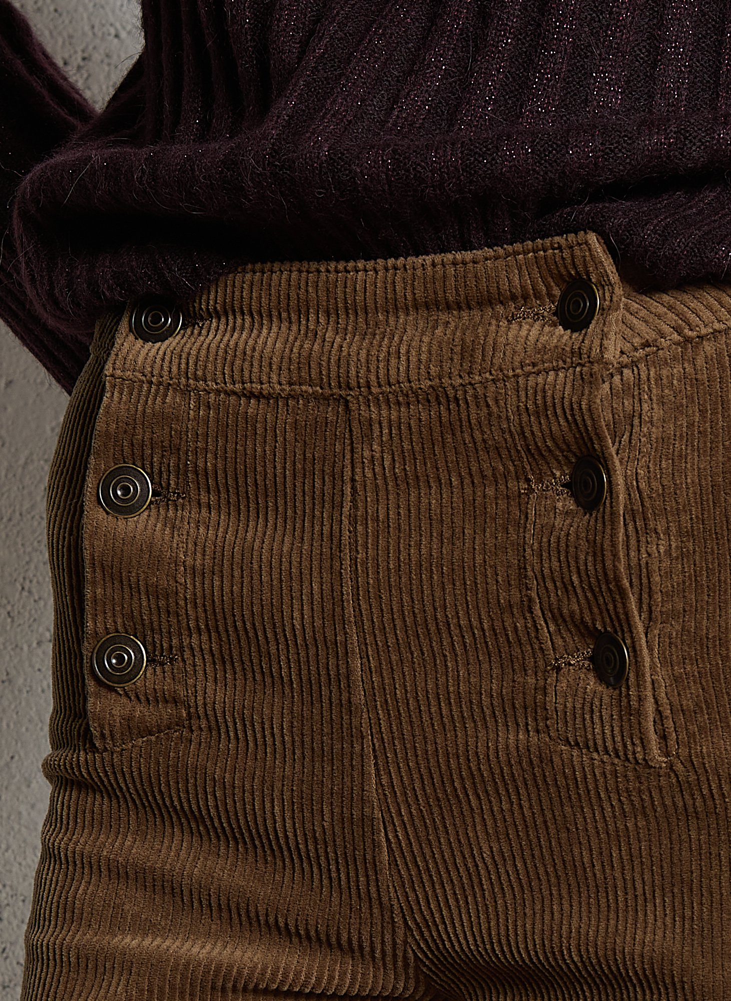 Broek met rechte pijpen van velours MAISON 123 Groen