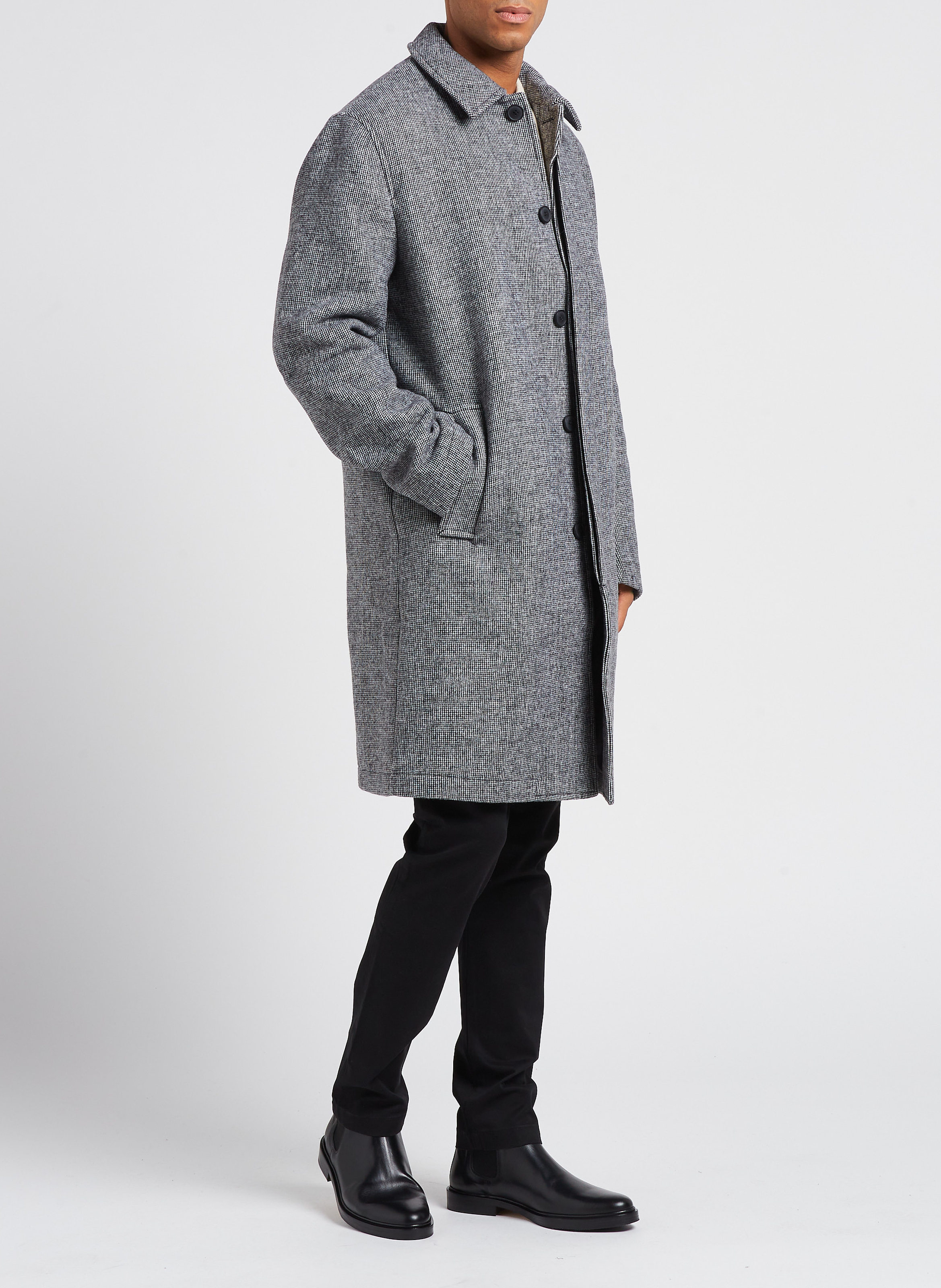 Halflange jas | wolblend MINIMUM Zwart