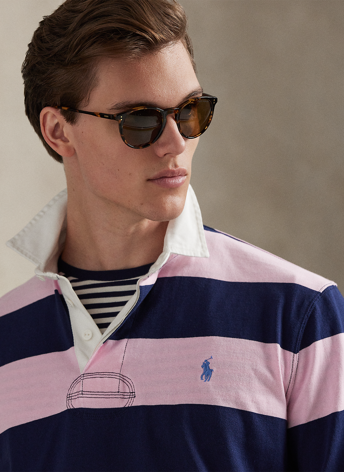 Striped classic-fit cotton polo POLO RALPH LAUREN Pink
