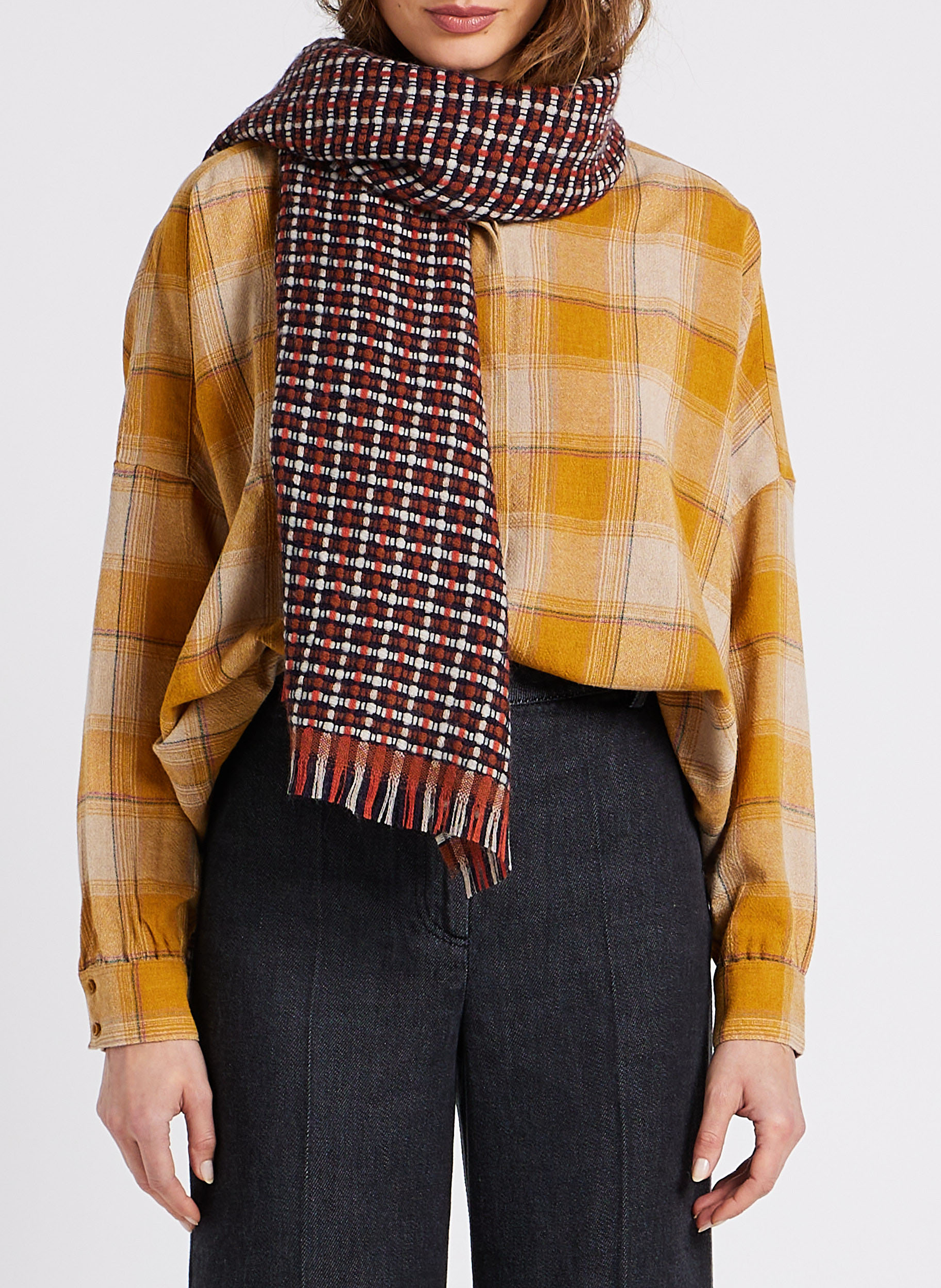 Echarpe tissée en laine mélangée  SESSUN Marron